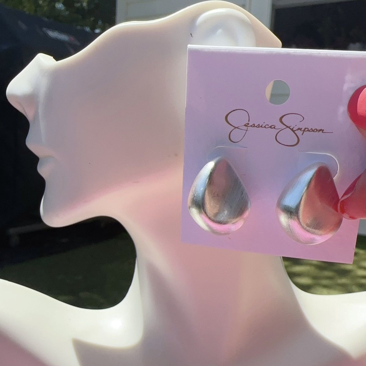 Designer × Jessica Simpson Jessica Simpson Earrings silver tone teardrop reflective Size ONE SIZE - 1 Thumbnail