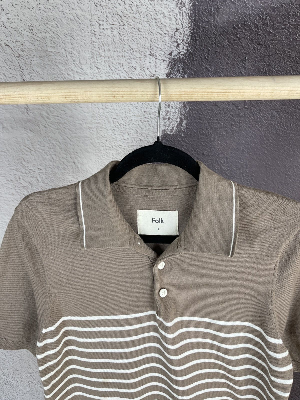 Folk Folk beige striped polo tee shirt Size US M / EU 48-50 / 2 - 5 Thumbnail