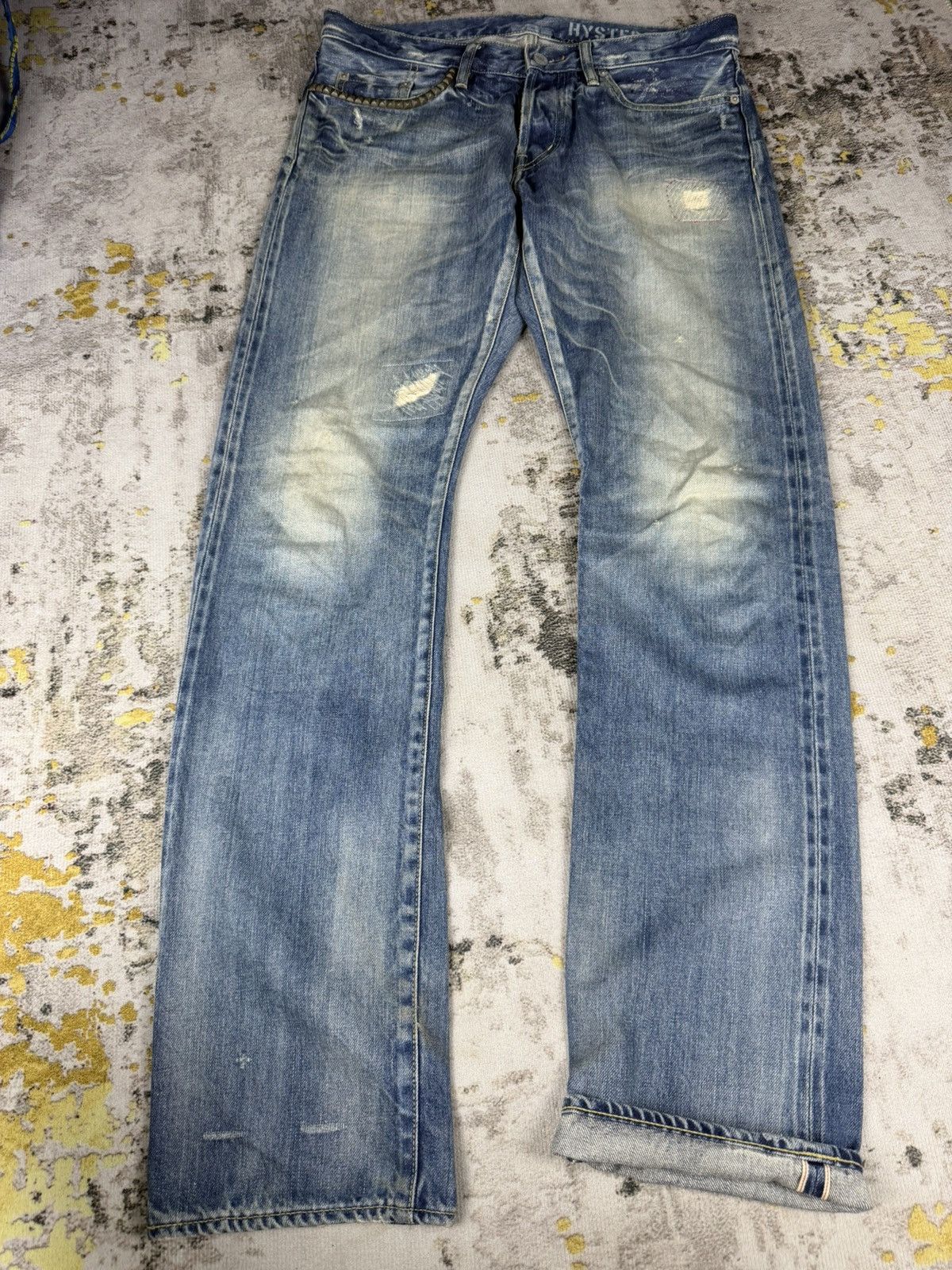 Hysteric Glamour Hysteric Glamour Studded Selvedge Mudwash Jeans Size US 32 / EU 48 - 1 Thumbnail