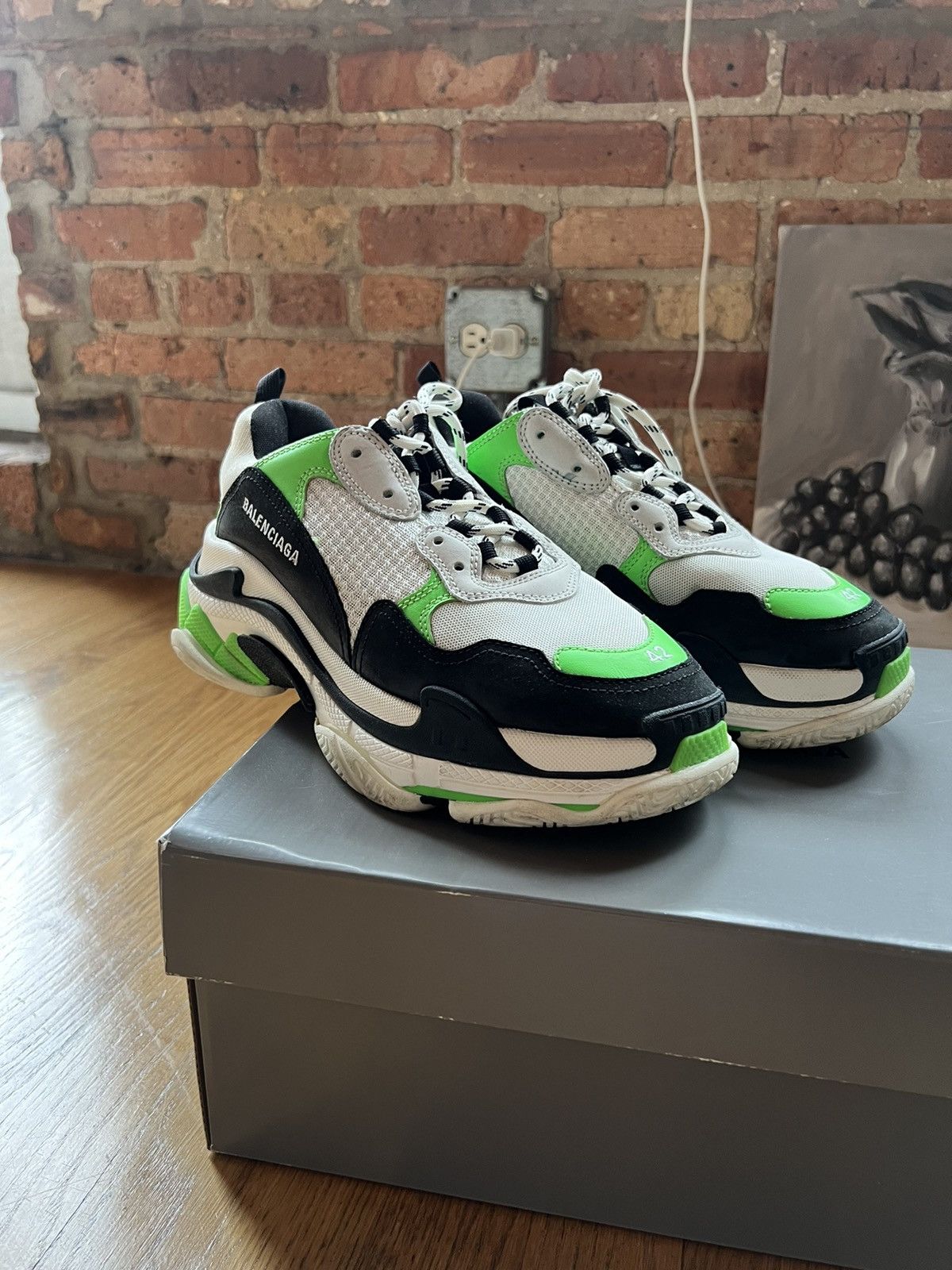 image of Balenciaga Triple S Mr. Porter Black Green Size 42 Shoes, Men's