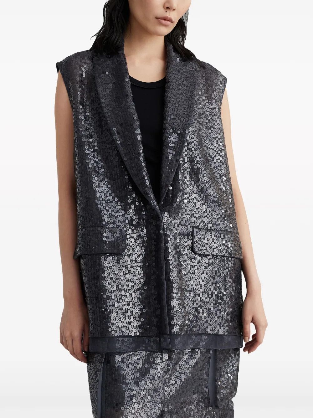 Brunello Cucinelli o1w1db10825 Giet-Jacket in Charcoal Size L / US 10 / IT 46 - 3 Thumbnail