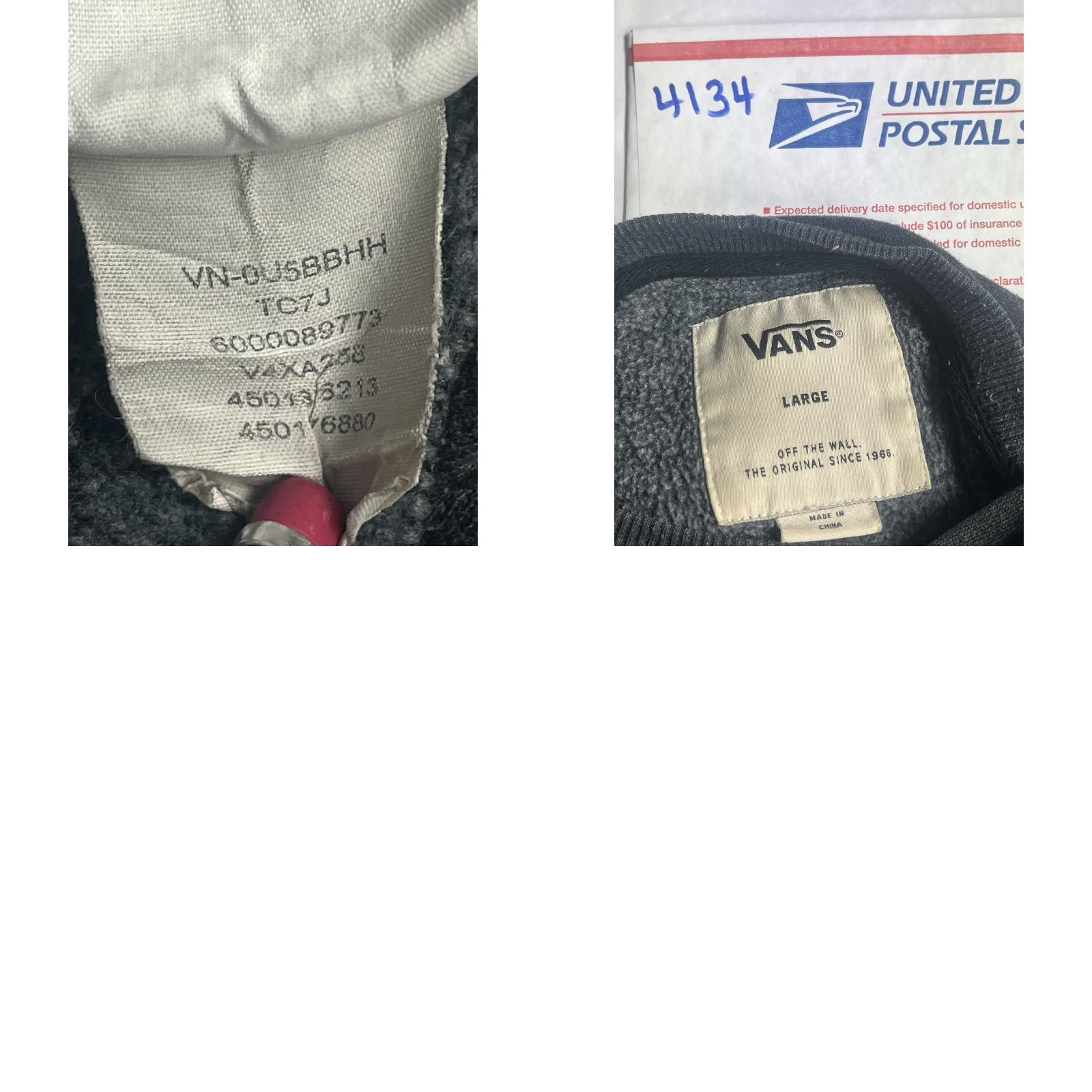 Vans VANS Off The Wall Sweatshirt Hoodie Men L Long Sleeve Front Pocket Logo Solid Blue Mens Regular Size L Size US L / EU 52-54 / 3 - 8 Thumbnail