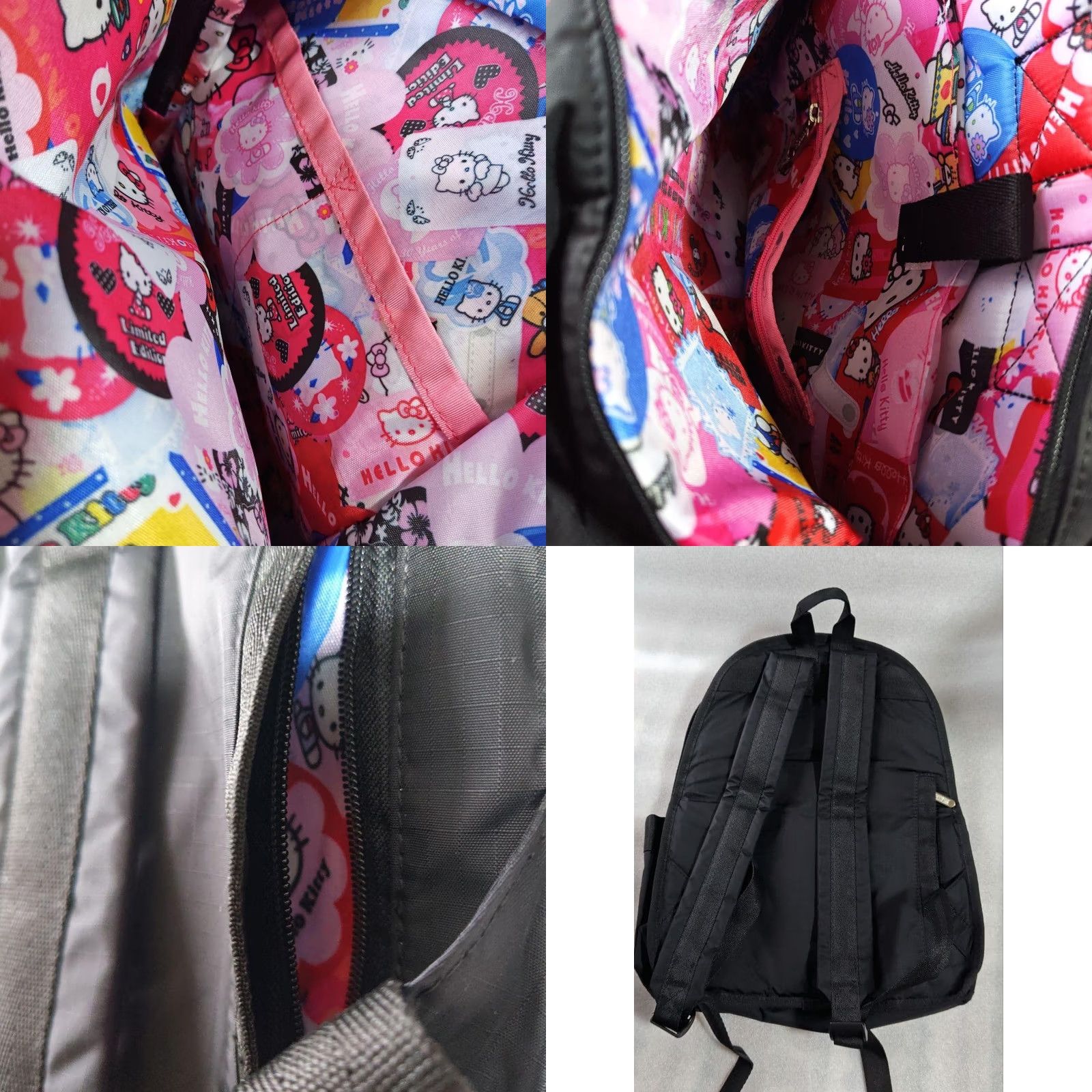 black women with hello kitty backpack ALOHA Collection Icons White/Black This bag features applique Black Y2K Hello Kitty Backpack