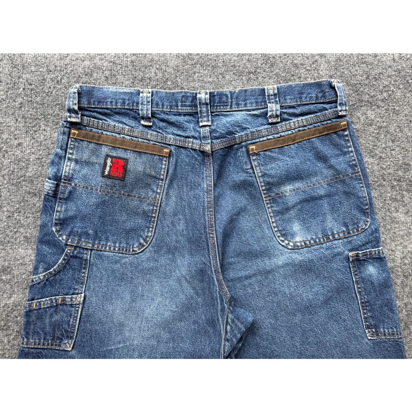 Wrangler VINTAGE Wrangler RIGGS Workwear Jeans Mens 5-Pocket Denim Blue 37-38W x 30L High Rise Straight Relaxed 30in Inseam 30 1990s 2000s Size US 38 / EU 54 - 3 Thumbnail