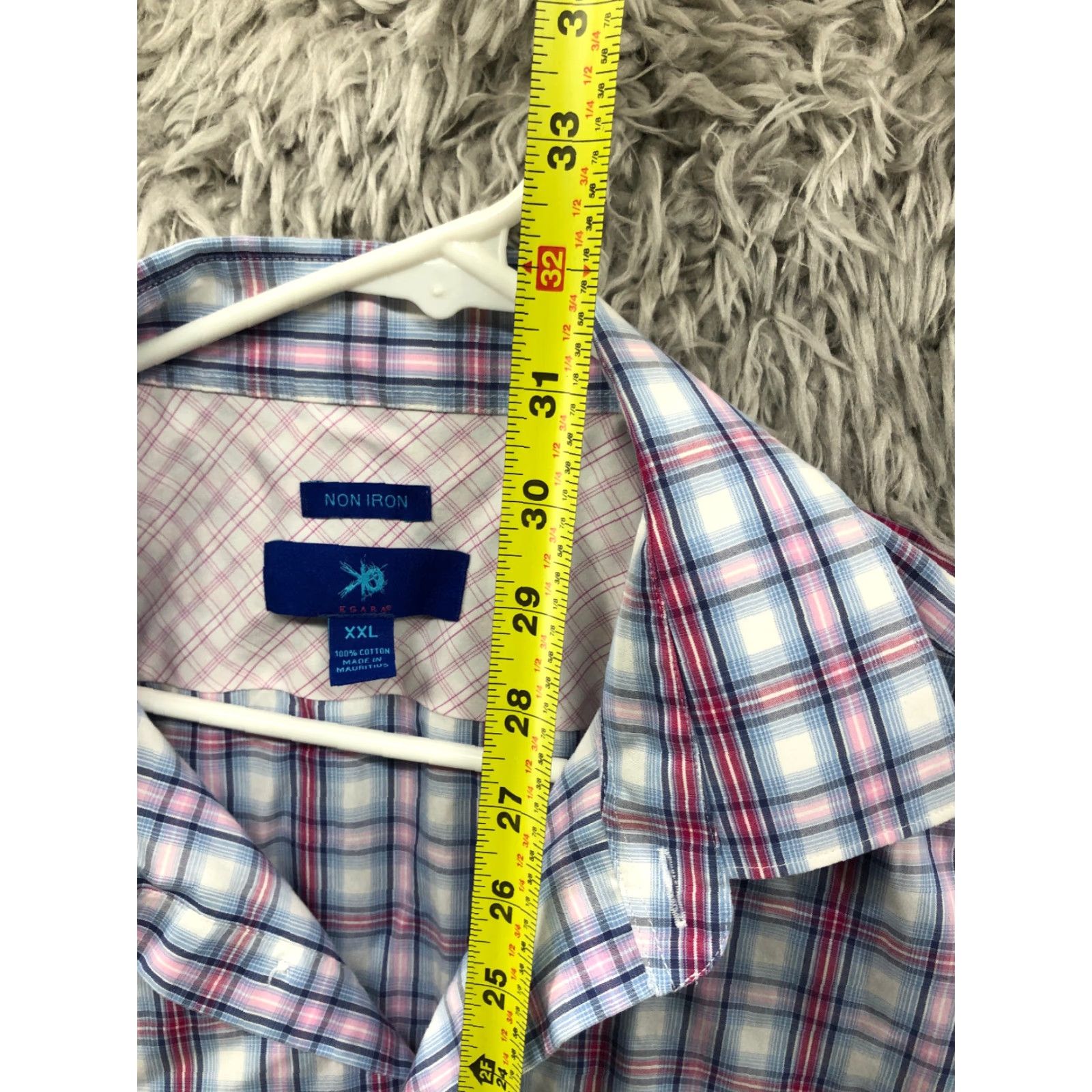 Egara Egara Shirt Mens Blue Plaid Long Sleeve Spread Collar Shirt XXL Size US XXL / EU 58 / 5 - 5 Thumbnail