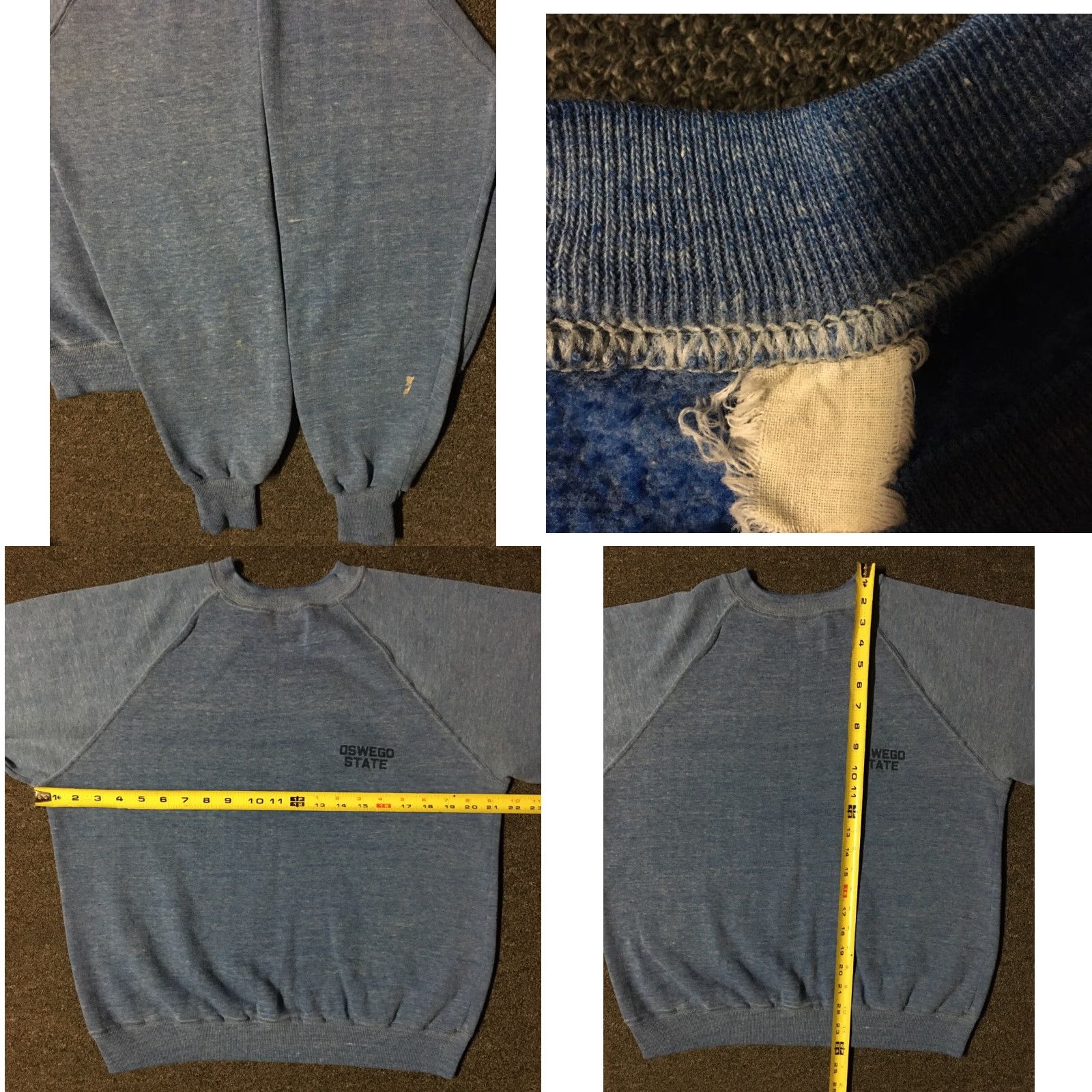 Vintage VINTAGE Oswego State University Sweatshirt S Mens Blue Distressed Spellout 70s 80s College University PE Sports Track Gangster Grunge - Size US S / EU 44-46 / 1 - 8 Thumbnail
