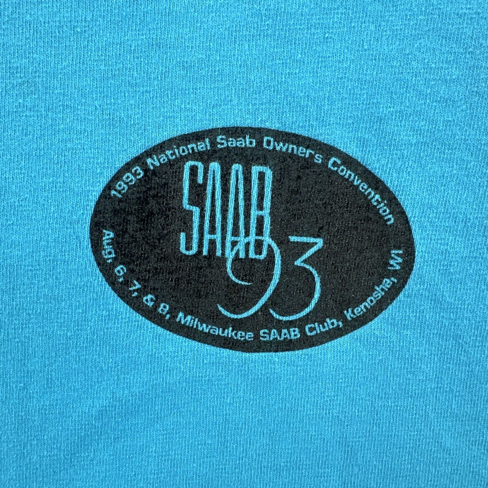 Fruit Of The Loom VINTAGE Fruit of the Loom XL Crew Neck T-Shirt Mens USA 1993 SAAB Convention Blue Size US XL / EU 56 / 4 - 7 Thumbnail
