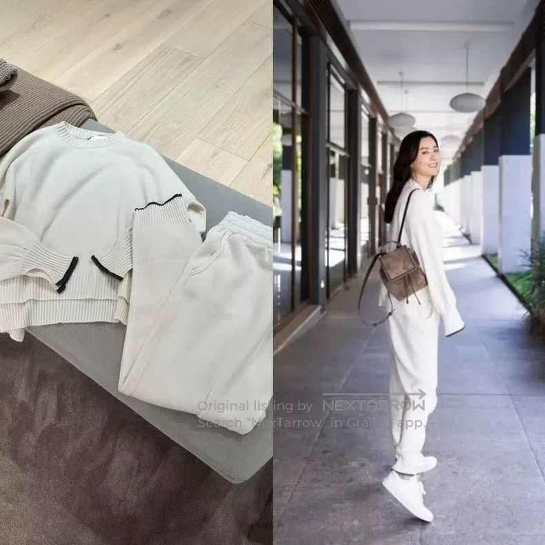 Brunello Cucinelli Brunello Cucinelli White Crewneck Cashmere Sweater Set Size S / US 4 / IT 40 - 1 Thumbnail