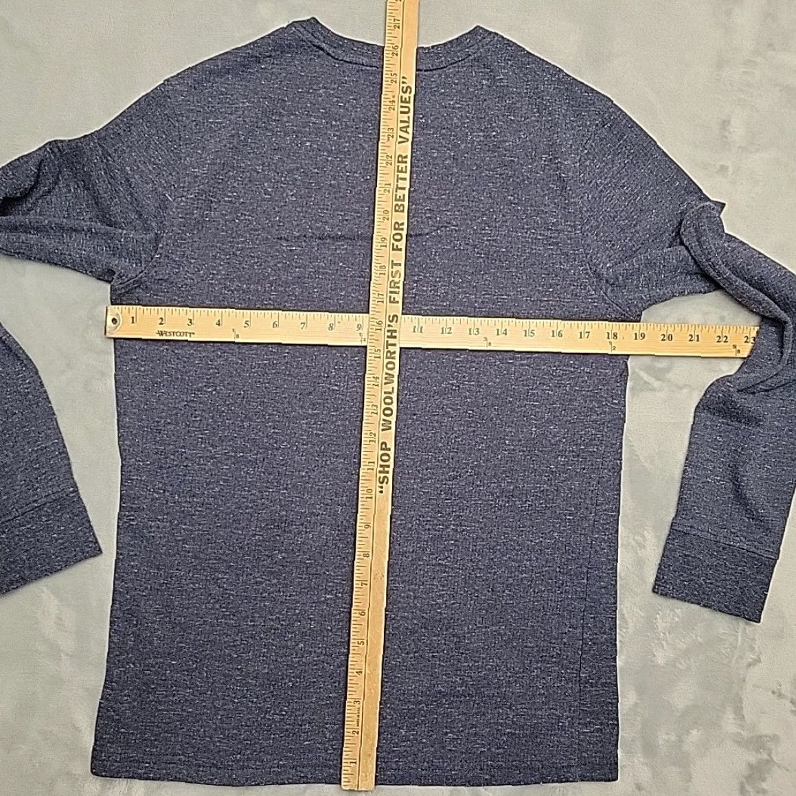 Vintage 01.ALGO Mens Small Blue Heather Long Sleeve Crew Neck Shirt Polyester Blend Knit Performance Athleisure Comfort Size US S / EU 44-46 / 1 - 4 Thumbnail