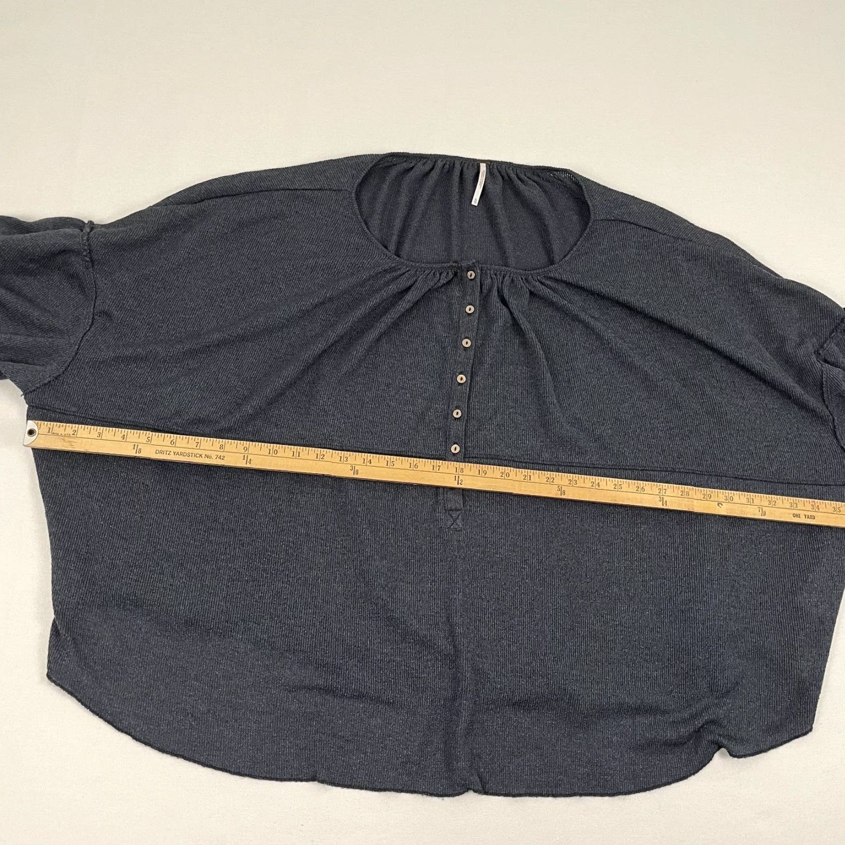 Free People Free People Marla Blouse Women XL Oversized Gray Henley Popover Puff Ribbed Boho Size XL / US 12-14 / IT 48-50 - 4 Thumbnail