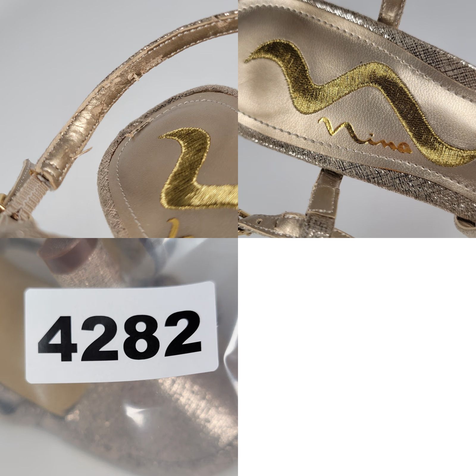 Vintage Nina Genaya Gold Synthetic Open Toe Strappy Dress Sandals Size M / US 6-8 / IT 42-44 - 9 Thumbnail