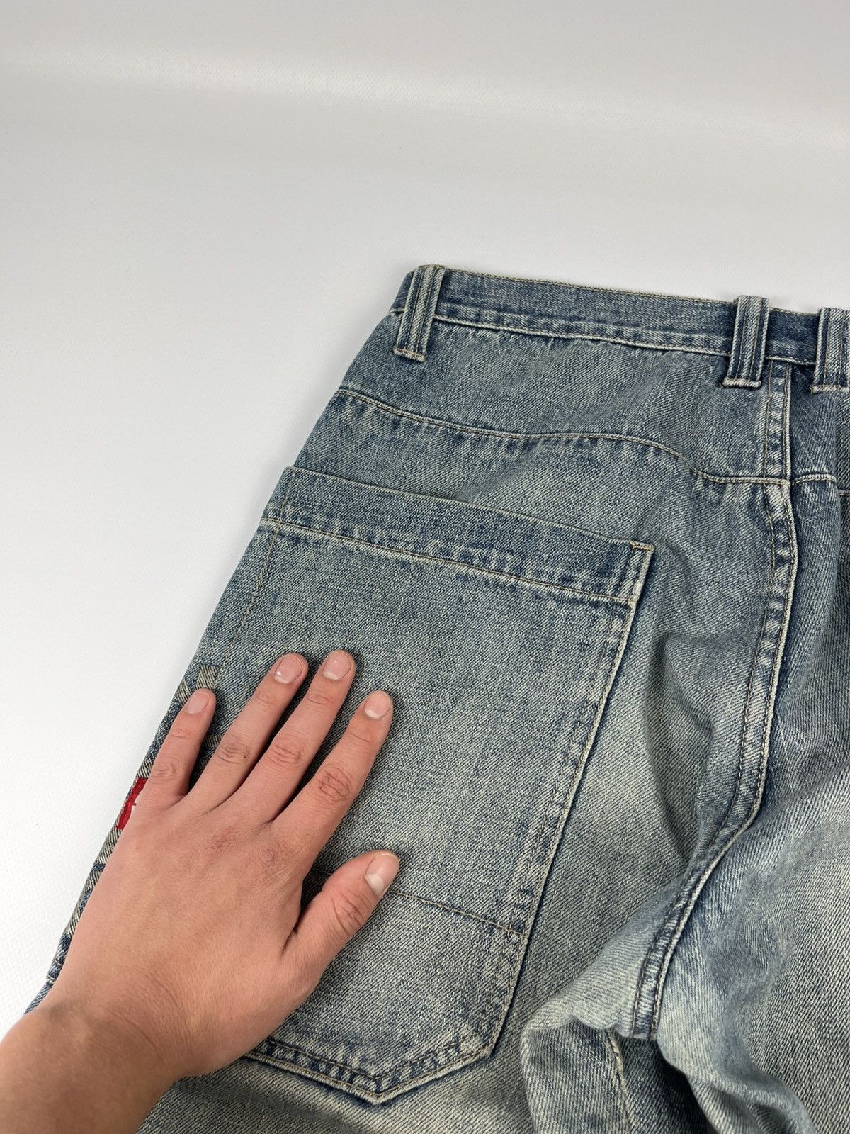 Ecko Unltd. × JNCO × Japanese Brand Vintage Faded Baggy Distressed Jeans Ed Hardy Style Denim Y2K Size US 30 / EU 46 - 17 Thumbnail