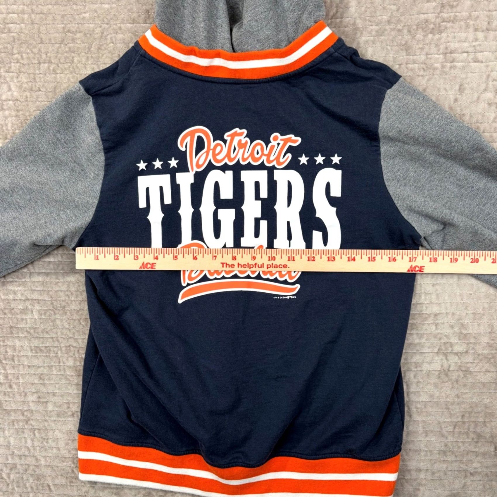 Vintage Detroit Tigers 5th & Ocean Full Zip Hoodie Navy Grey Orange M Baseball Embroidered Logo Pockets Varsity Jacket Style Shirt Mens Size US M / EU 48-50 / 2 - 5 Thumbnail