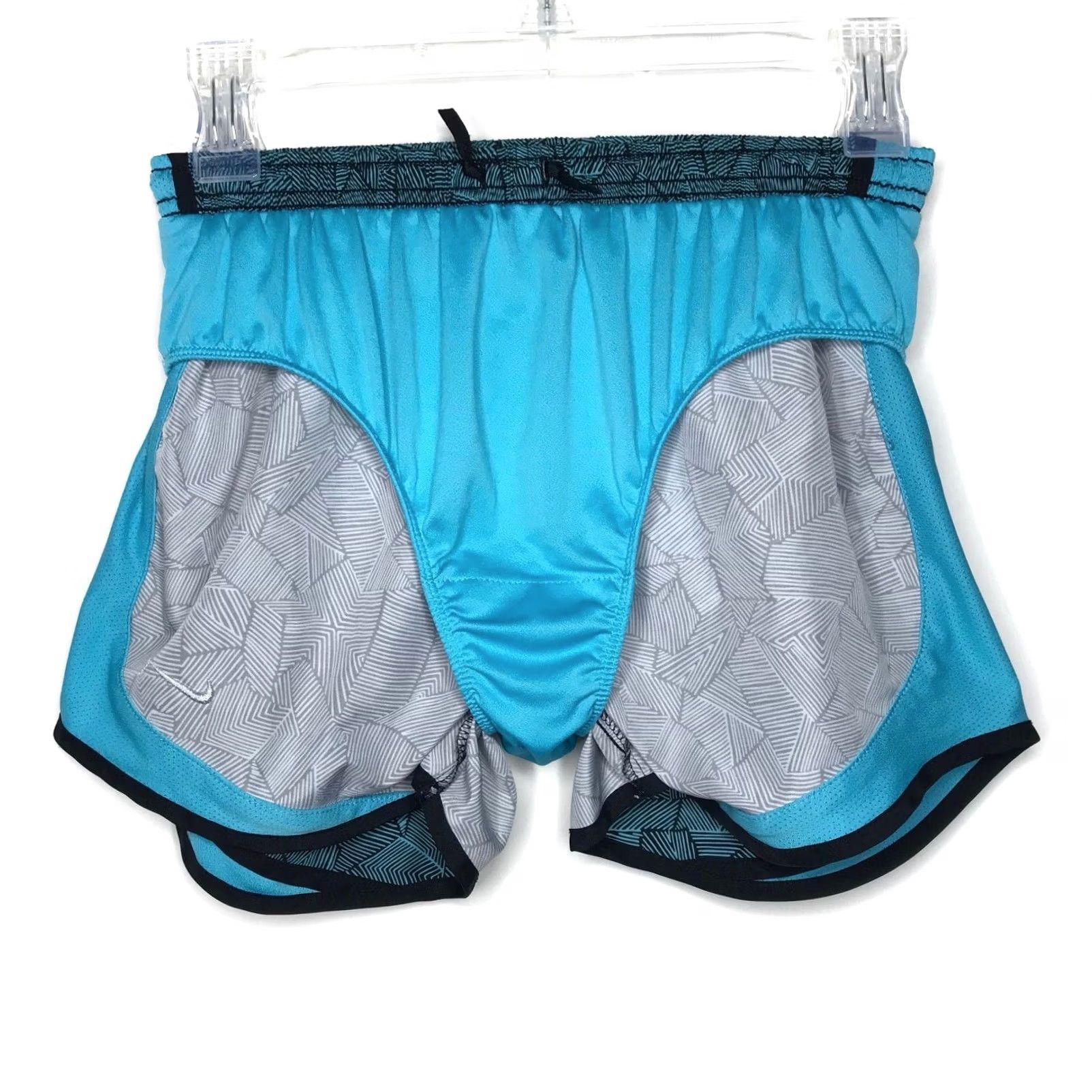 Nike Nike Dri-Fit Tempo Running Shorts Women's S Blue Black Geometric Print Lined Size 28" / US 6 / IT 42 - 6 Thumbnail