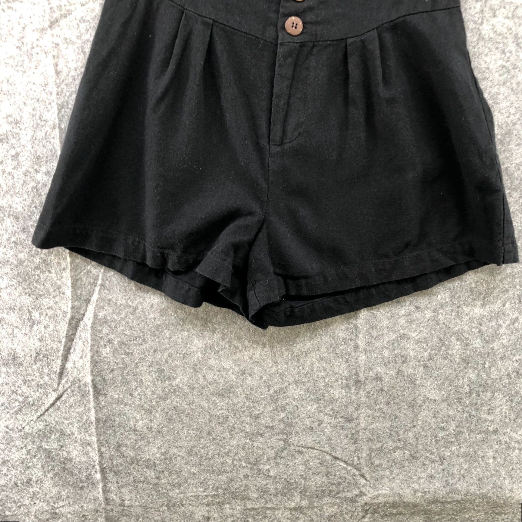 Cotton On VINTAGE Cotton On Womens Chino Shorts Size 4 Black Linen Blend High Waisted Pleated Front Casual Summer Size 27" / US 4 / IT 40 - 4 Thumbnail