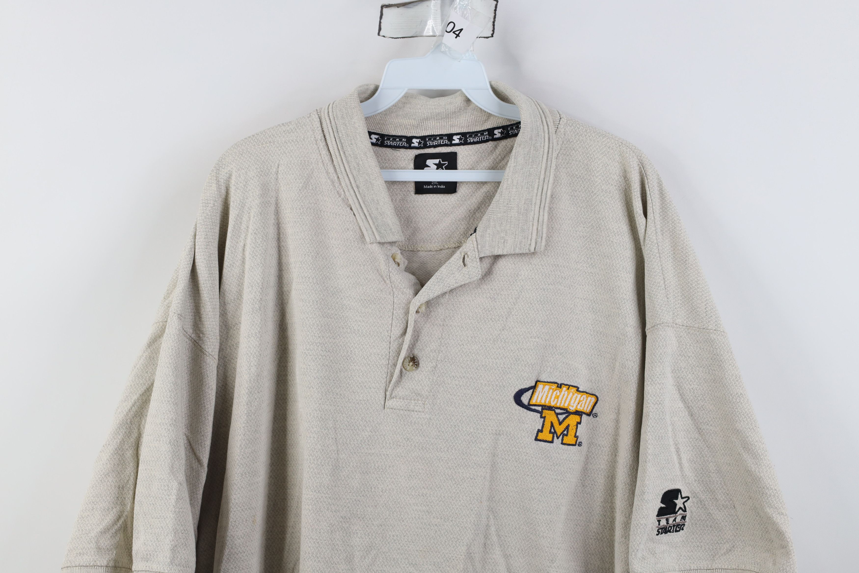 Starter Vintage 90s Starter University of Michigan Polo Shirt Size US XXL / EU 58 / 5 - 2 Thumbnail