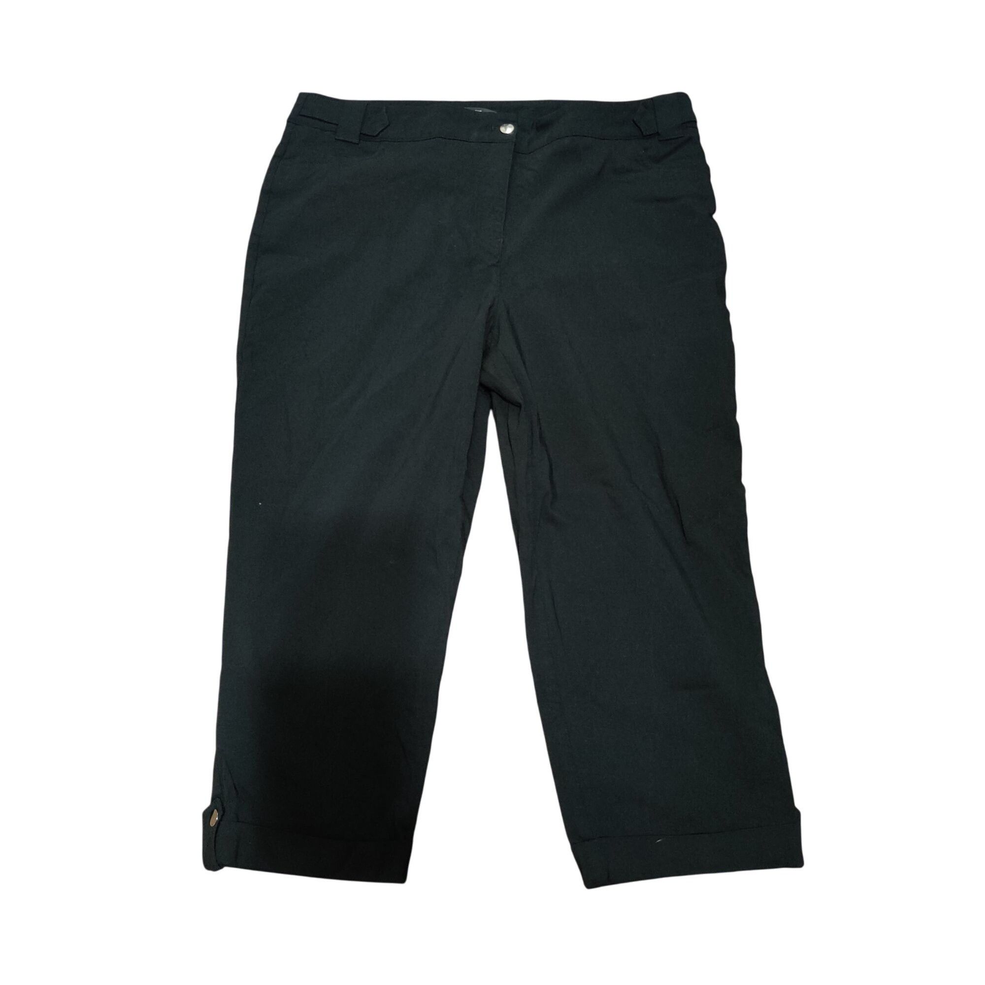 Other Style & Co 16 Black Cropped Stretch Pants Cuffed Button Hem Size 38" / US 16 / IT 52 - 1 Thumbnail