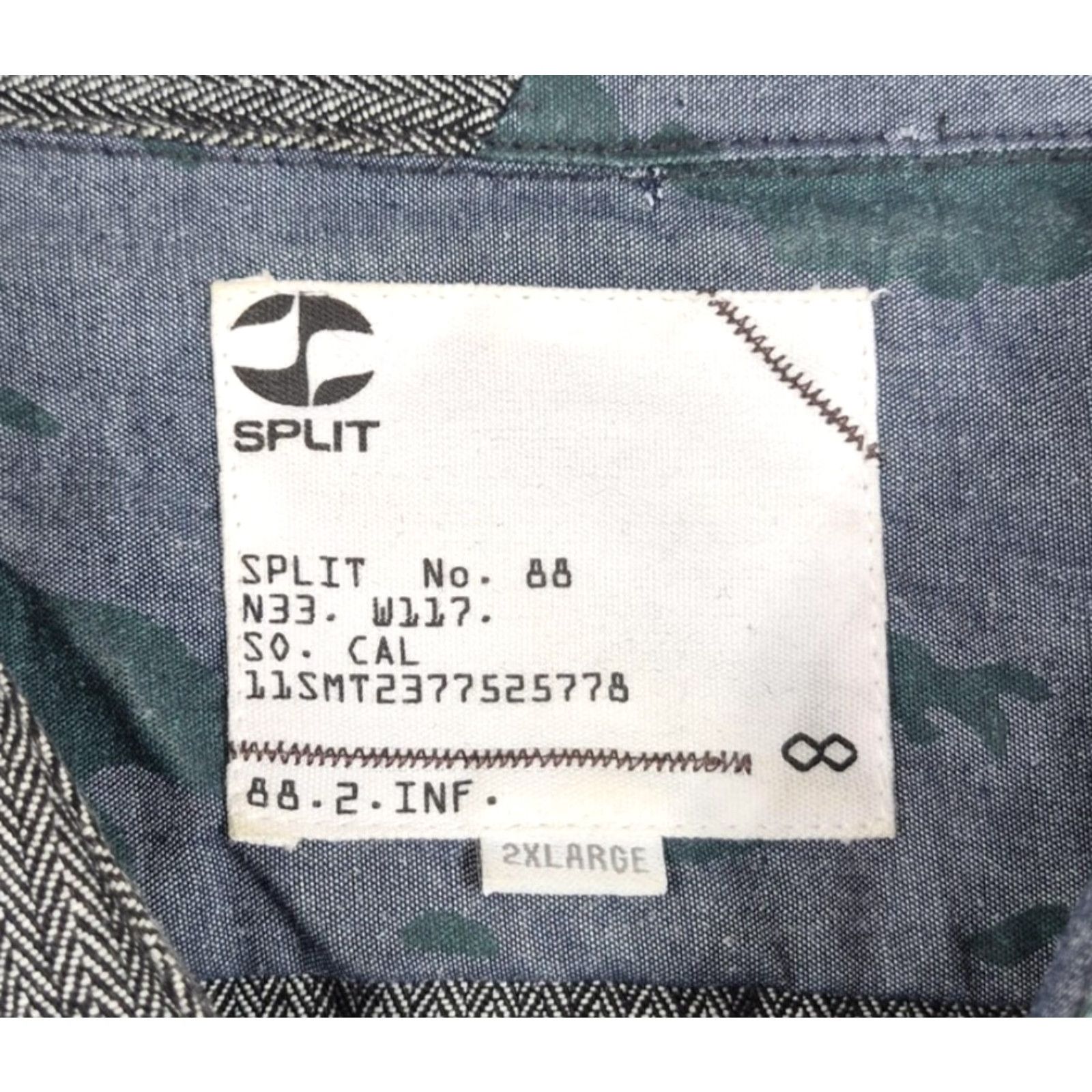 Vintage Split Shirt Mens 2XL Button-Up Gray Herringbone Long Sleeve Twill Casual Shirt Size US XXL / EU 58 / 5 - 6 Thumbnail