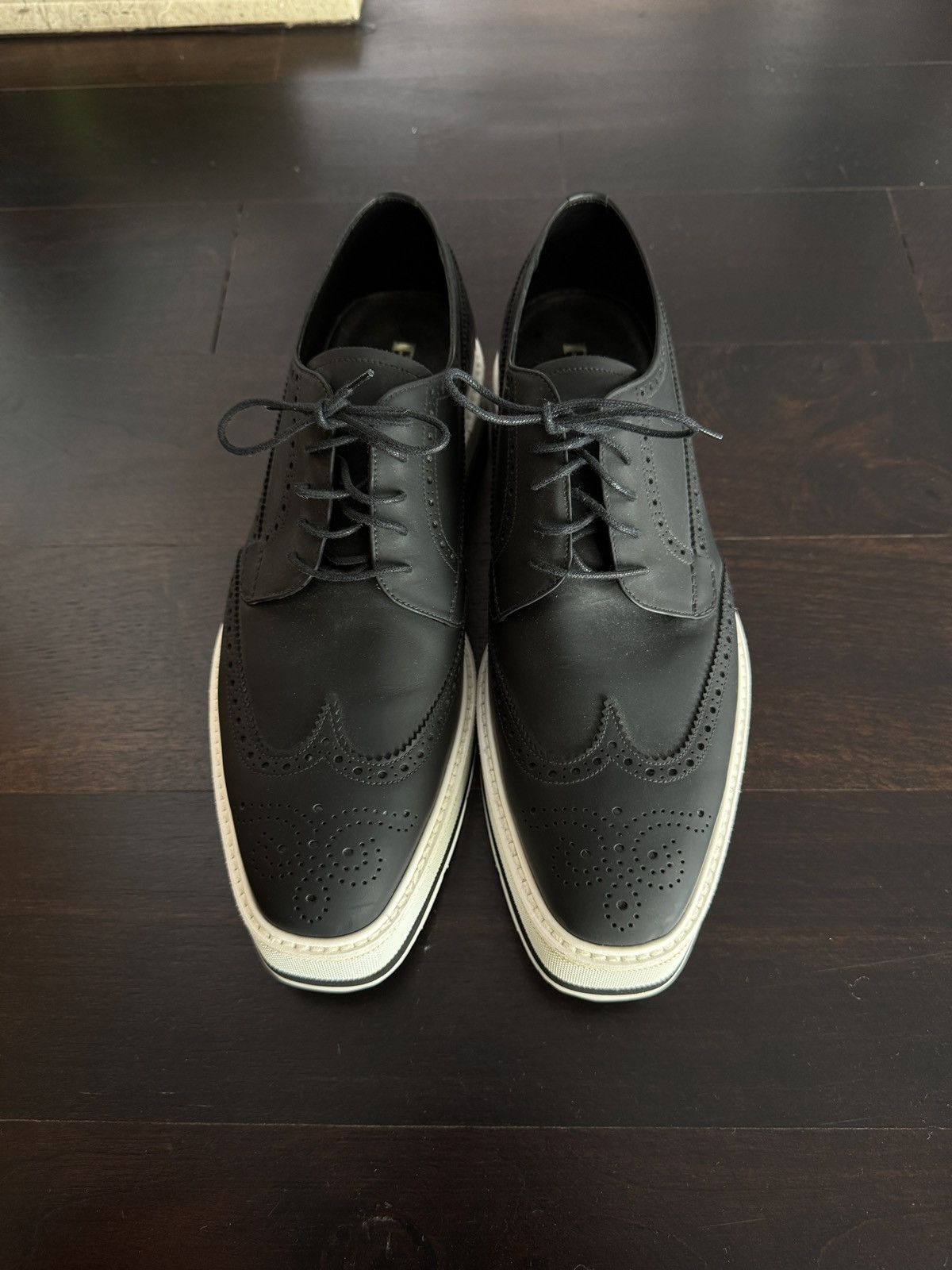 Prada Prada Black Lace-Up Brogue Platform Dress Shoes Size US 9 / EU 42 - 1 Thumbnail