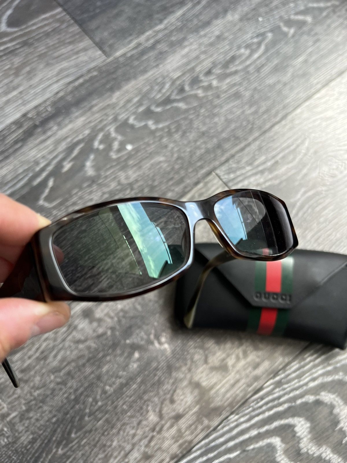 Gucci GUCCI GG Square Sunglasses Green Lenses GG2523/S Size ONE SIZE - 3 Thumbnail