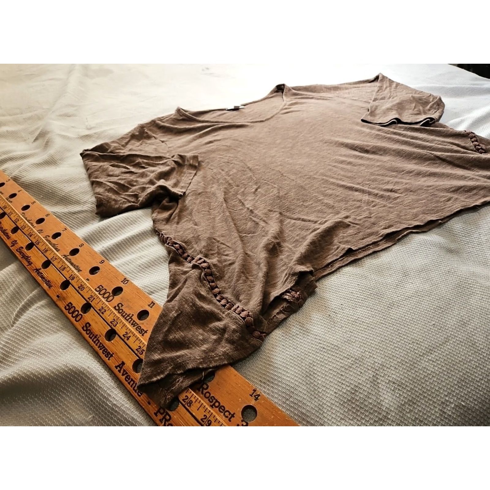J. Jill VINTAGE J Jill Shirt Womens 3X Plus Brown Pullover Stretch Knit Linen Cotton Blend Top Size XXL / US 16-18 / IT 52-54 - 6 Thumbnail
