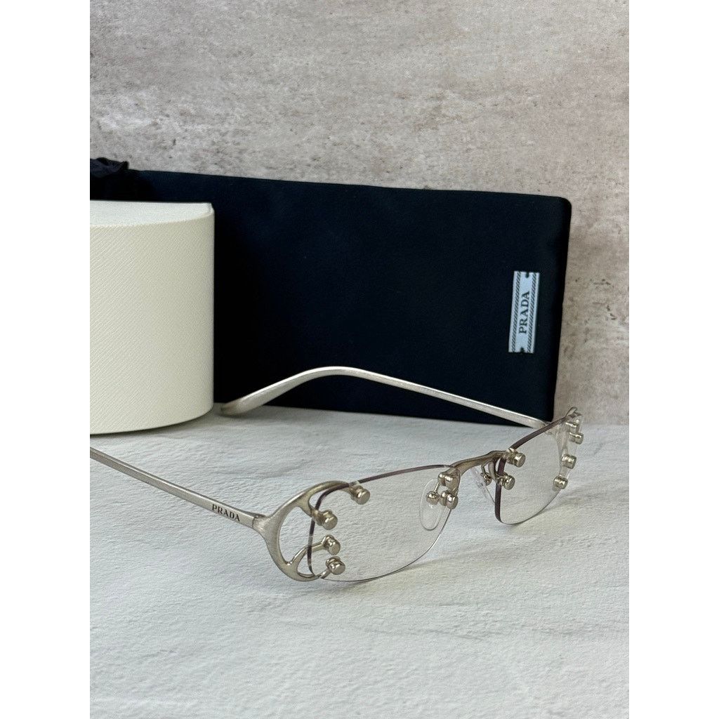Prada NEW Prada PR C57S Sunglasses in Silver Clear Bluelight $815 Size ONE SIZE - 7 Thumbnail
