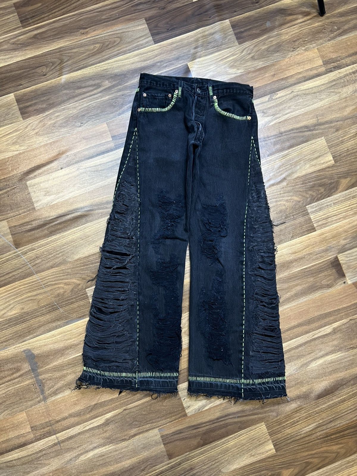 Levi's Reworked 1of1 levis crazy distressed denim Size US 32 / EU 48 - 3 Thumbnail
