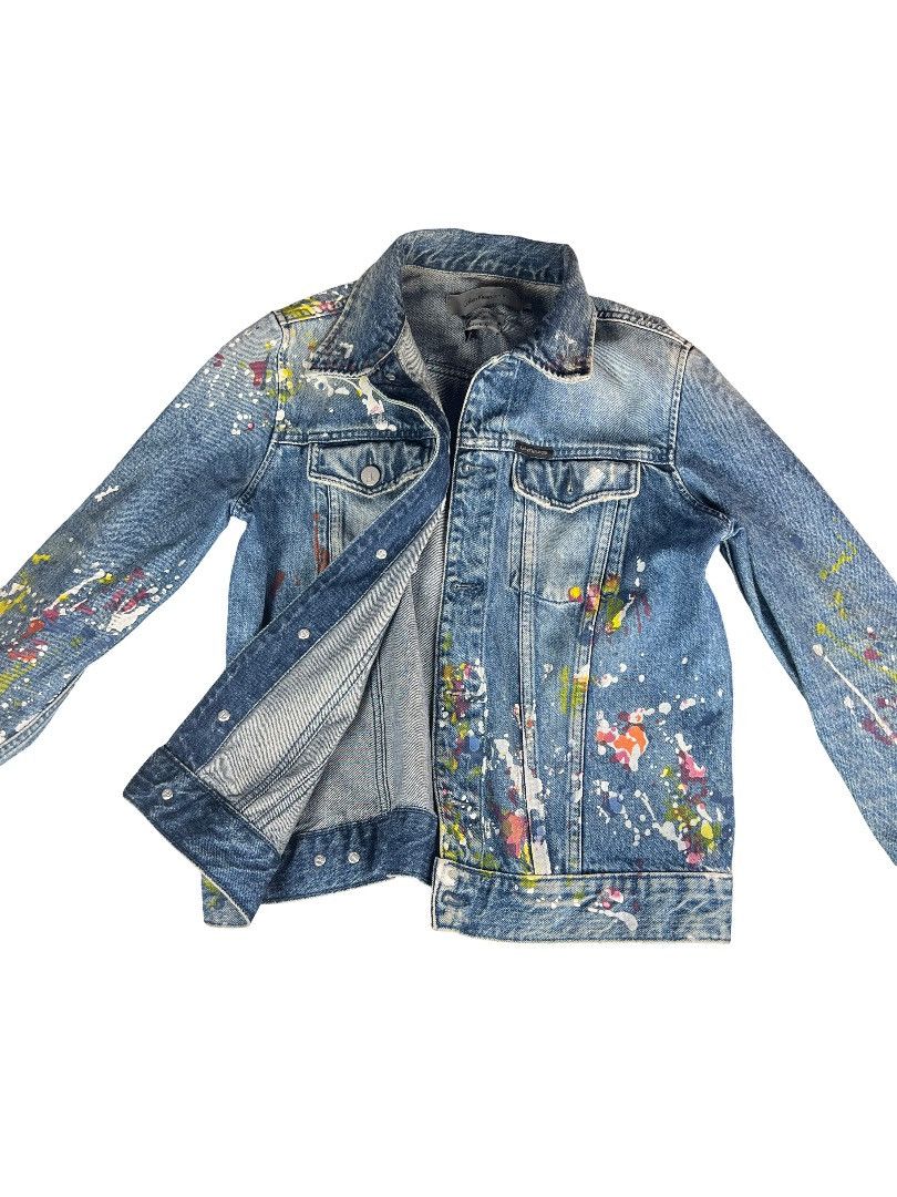 Calvin Klein Calvin Klein Jeans Paint Splatter Denim Jacket (Medium) New Size US M / EU 48-50 / 2 - 1 Thumbnail