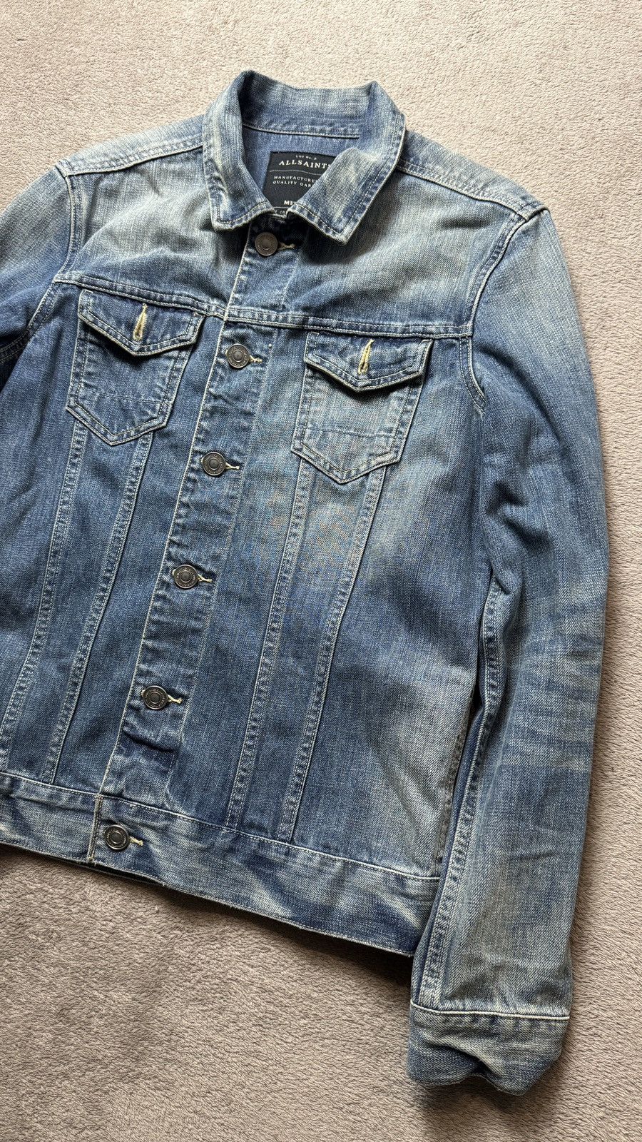 Japanese Brand Allsaints Vintage Washed Jeans Jacket grandpa diesel ysl y2k Size US M / EU 48-50 / 2 - 4 Thumbnail