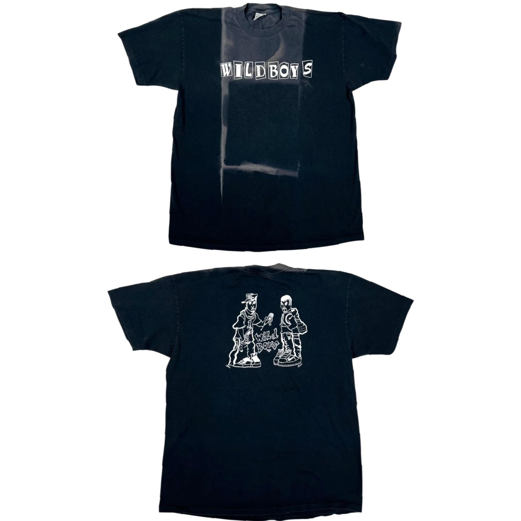 Anvil VINTAGE Wild Boys Hip Hop Graffiti T-Shirt Anvil XL Black Crew Neck Short Sleeve 90s Mens Graphic Print Vintage/90s Streetwear Size US XL / EU 56 / 4 - 2 Thumbnail