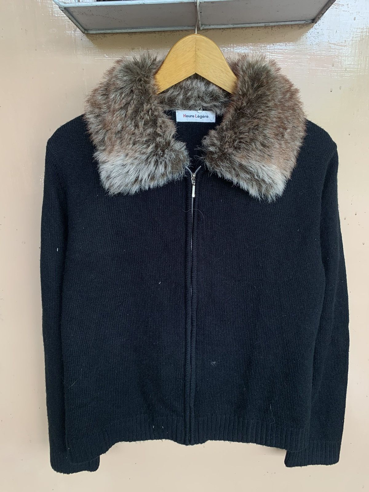 image of Avant Garde Heuru Legere Fur Knitted Zip Jacket Styled in Black, Men's (Size Medium)