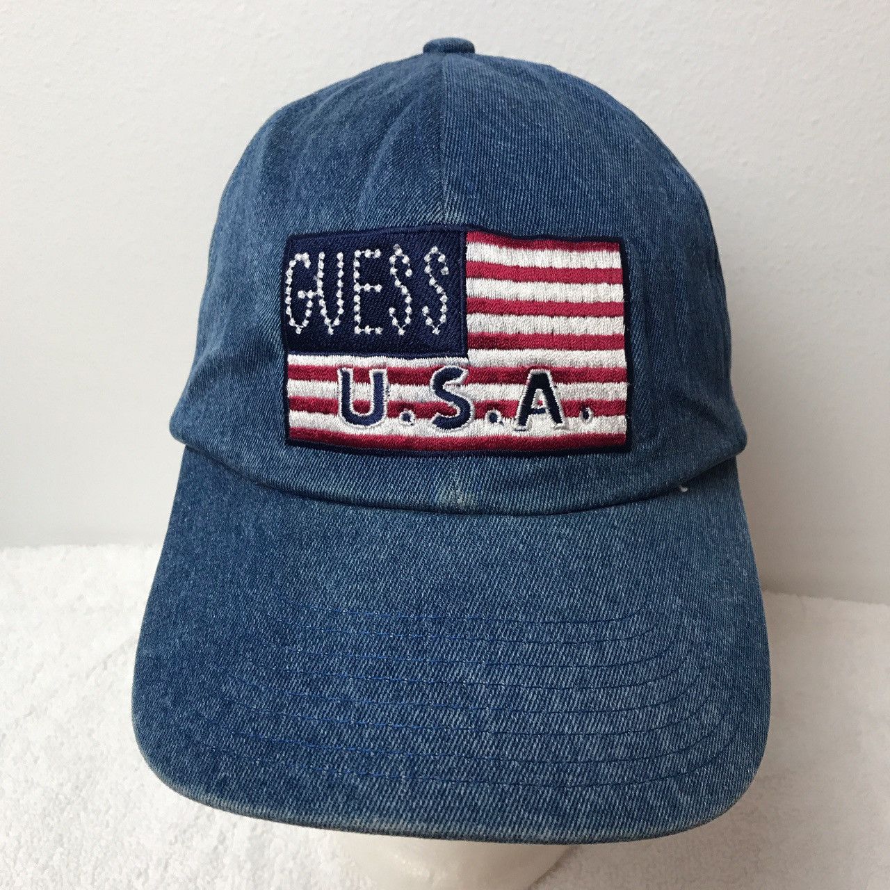 Guess × Vintage Vintage Guess Jeans Usa Dad Hat Adult size Denim Rhinestones Size ONE SIZE - 1 Thumbnail