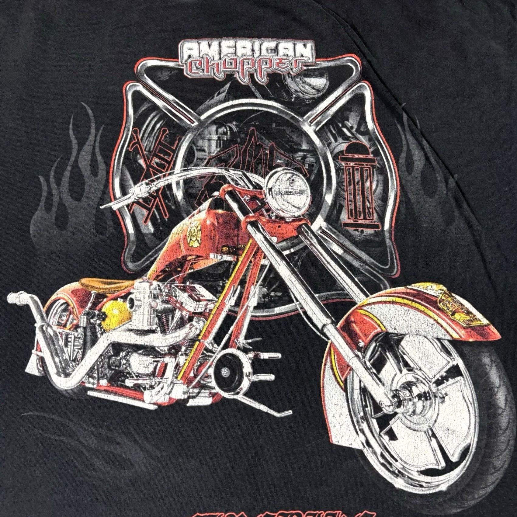 Vintage VINTAGE American Chopper Shirt Mens Large Black Y2K FireBike Graphic Adult Tee Size US L / EU 52-54 / 3 - 7 Thumbnail
