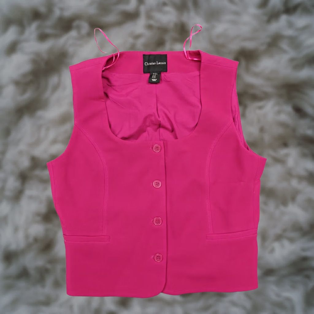 Christian Lacroix VINTAGE? No. Christian Lacroix Vest Womens Medium Pink Tailored Lined Suit Five Button Size M / US 6-8 / IT 42-44 - 1 Thumbnail