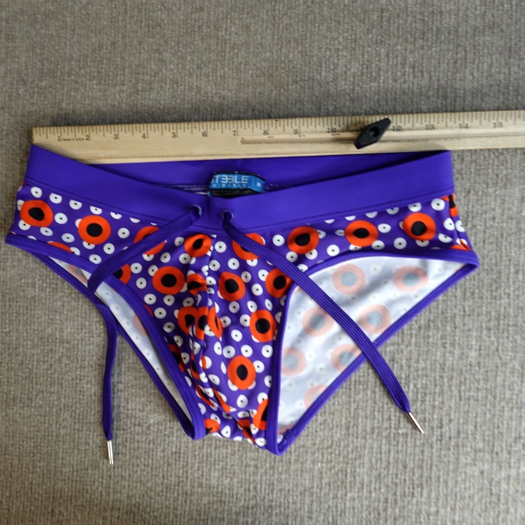 Swims ST33LE Men's Swim Brief Medium Blue Geometric Drawstring Swimsuit Bottom Shorts Bottom Mens Geometric Blue Drawstring M ST33LE Size US 31 - 4 Thumbnail