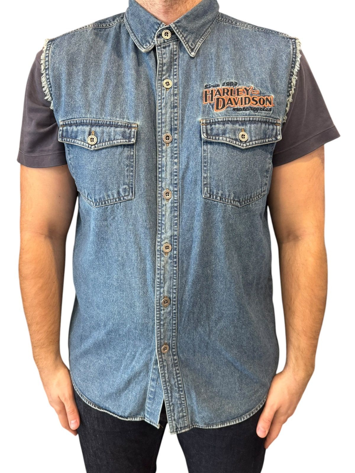Harley Davidson Harley Davidson USA Vintage Button Up Denim Vest Large Size US L / EU 52-54 / 3 - 3 Thumbnail