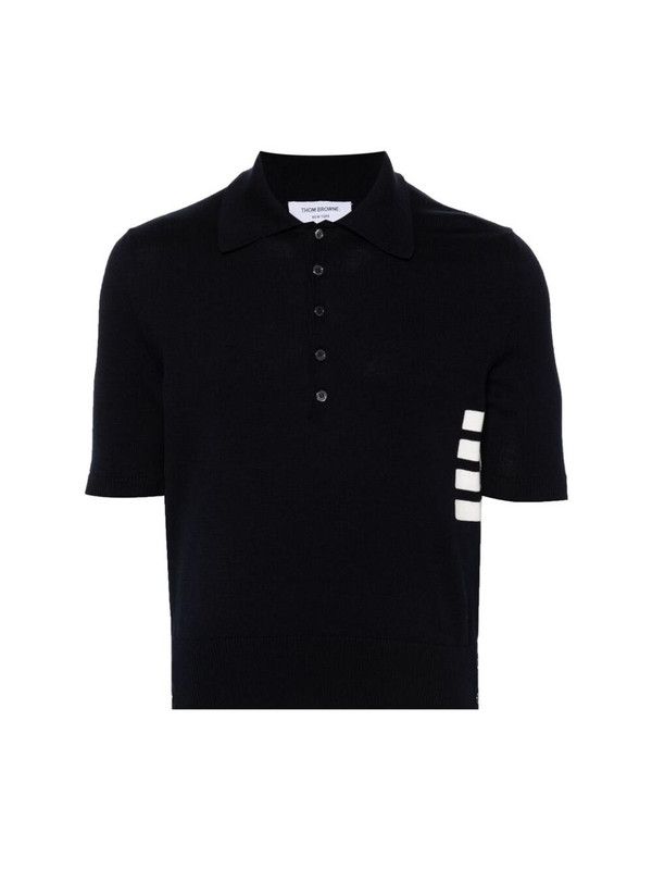 Thom Browne o1s22i1n1124 4-Bar knit Polo Shirt in Navy Blue Size US XL / EU 56 / 4 - 1 Thumbnail