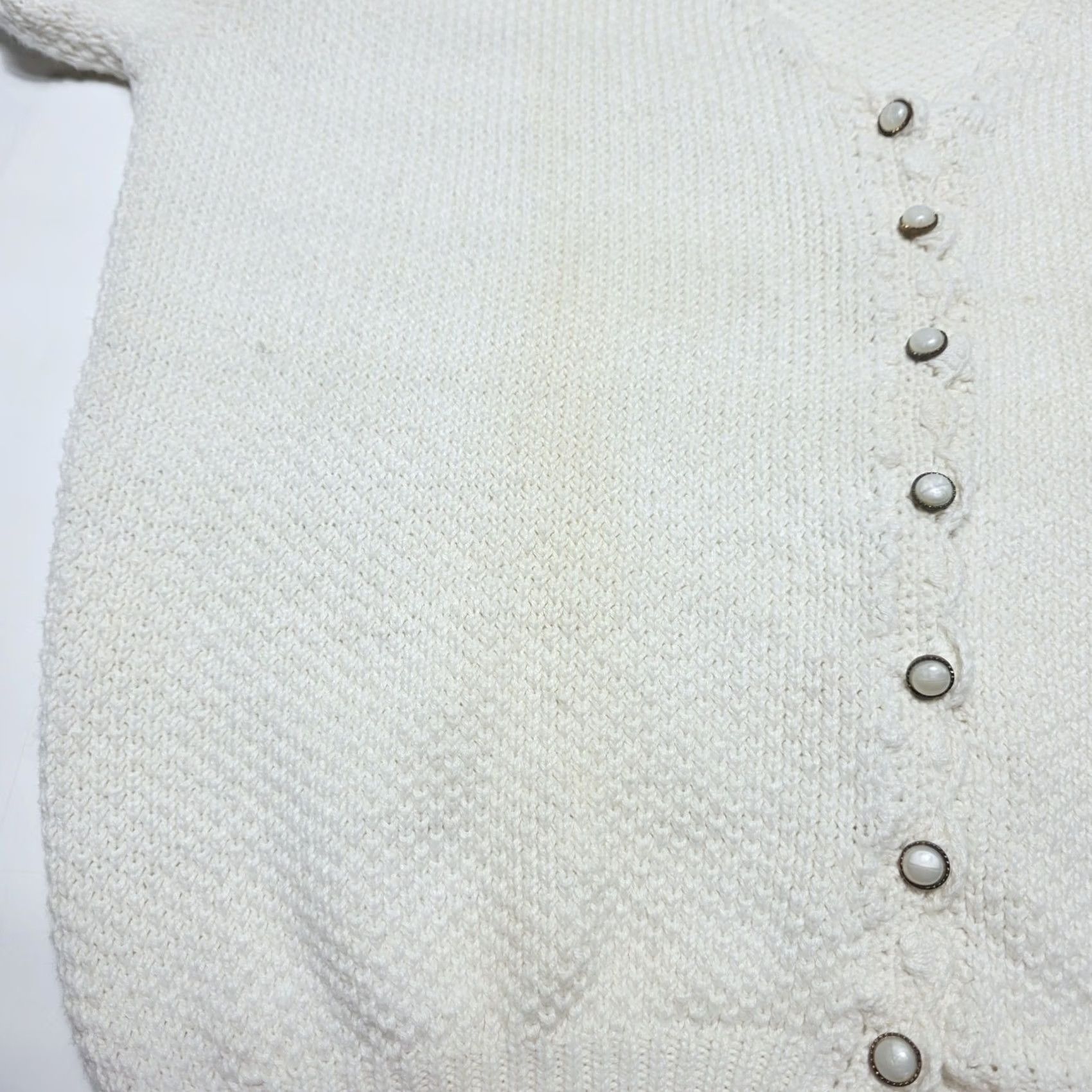 Hunter VINTAGE Hunters Run Cardigan Sweater Ivory Knited Pearl Button-Up Large 90's Woman Wool? Size L / US 10 / IT 46 - 3 Thumbnail