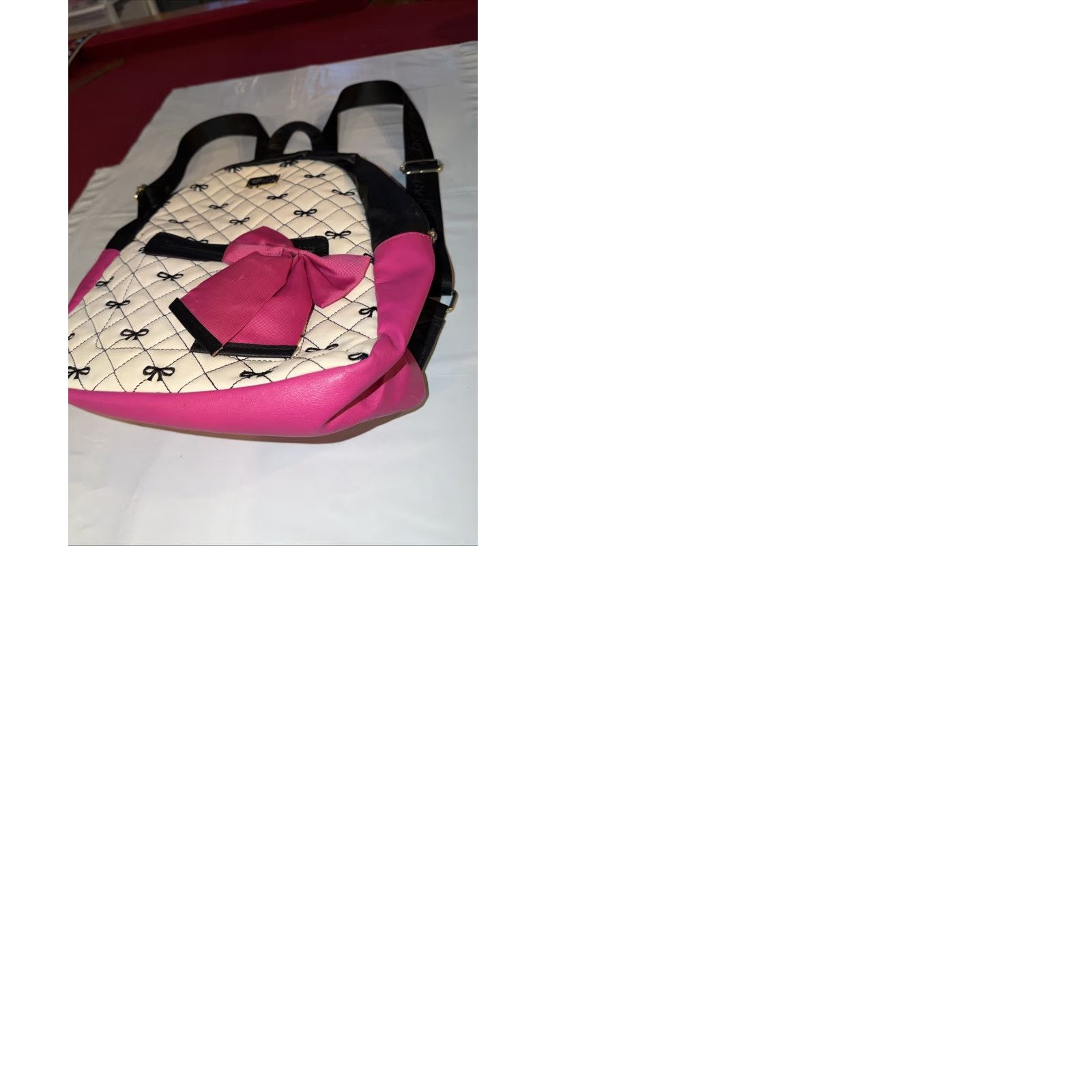 Betsey Johnson Betsey Johnson Backpack Women Medium Pink Quilted Bow Gold Buckle Bag Size ONE SIZE - 10 Thumbnail