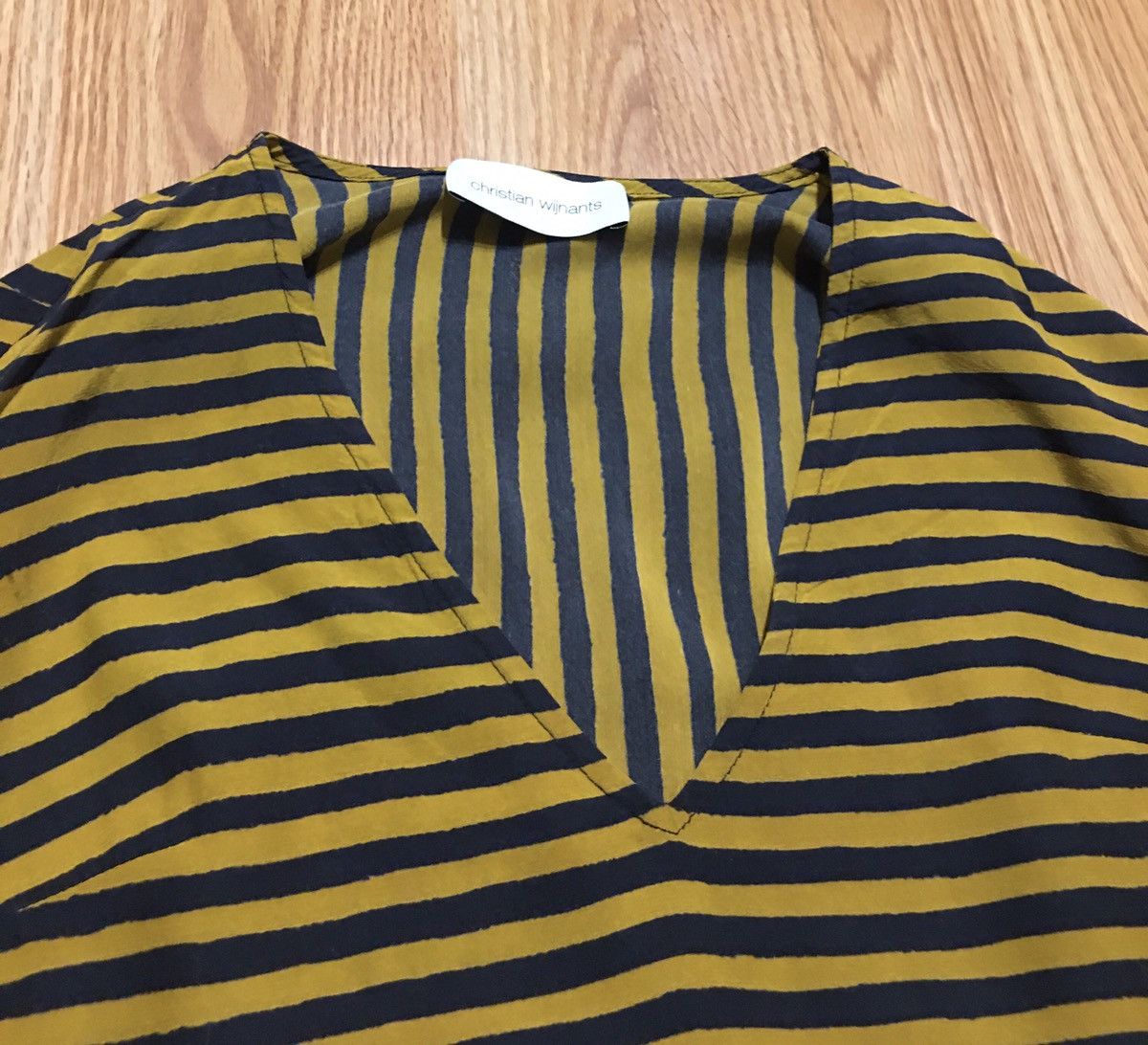 Christian Wijnants Christian Wijnants Silk Blouse Top Yellow Black Striped Size L / US 10 / IT 46 - 7 Thumbnail