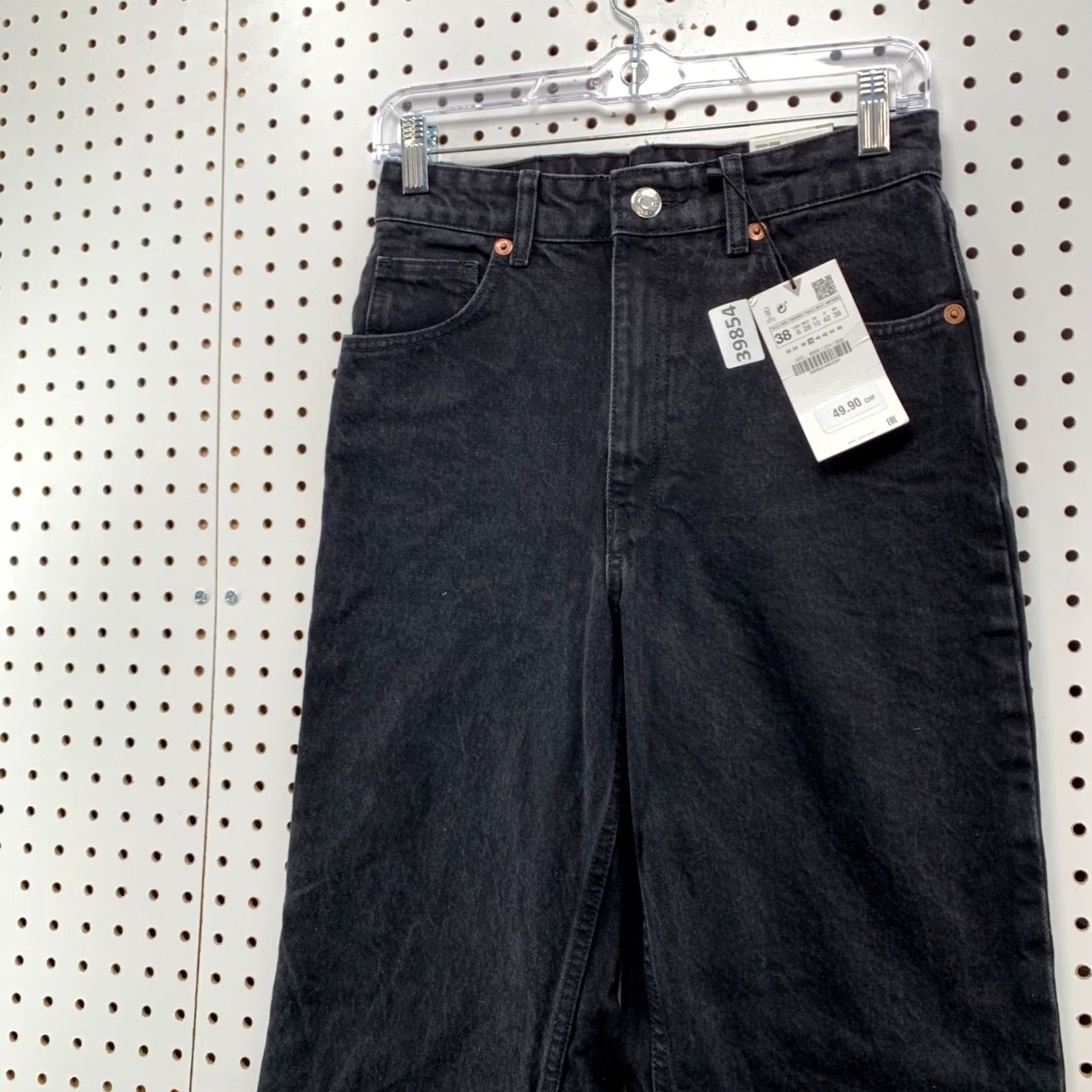 Zara Zara Jeans Womens Size 6 Fits 27x33 Black Denim High Rise Wide Leg New NWT Size 28" / US 6 / IT 42 - 6 Thumbnail