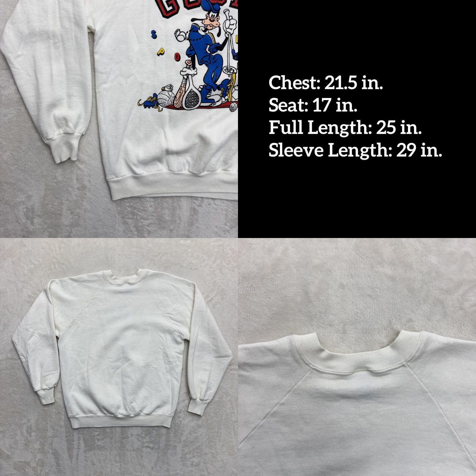 Jerzees VINTAGE Disney Goofy Sports Jerzees Sweatshirt Mens Large White Graphic Print Sweatshirt USA Mens L Size US L / EU 52-54 / 3 - 8 Thumbnail