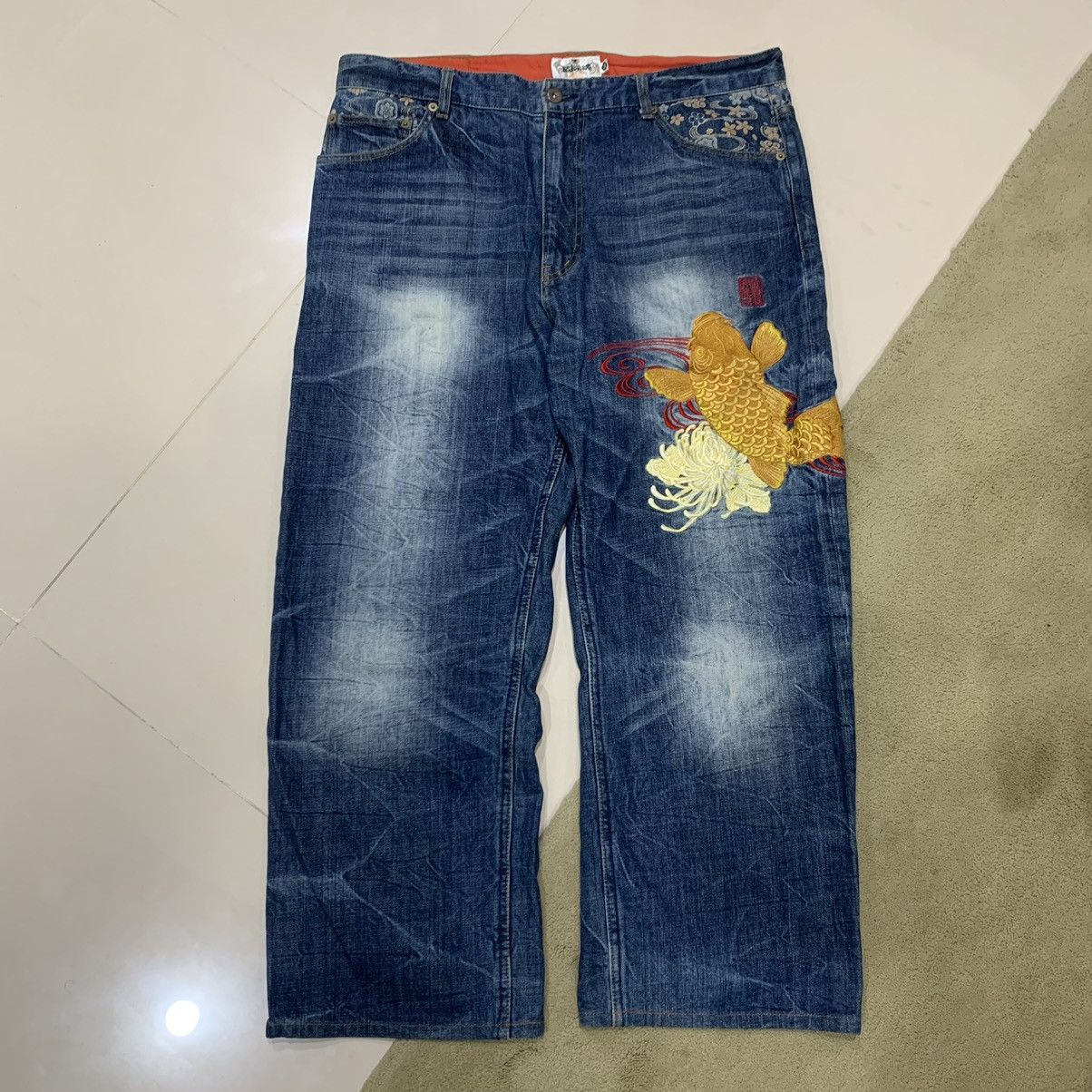 Karakuri Tamashii Karakuri Tamashii Multi Pocket Embroidered Koi Fish Jeans Size US 38 / EU 54 - 16 Thumbnail
