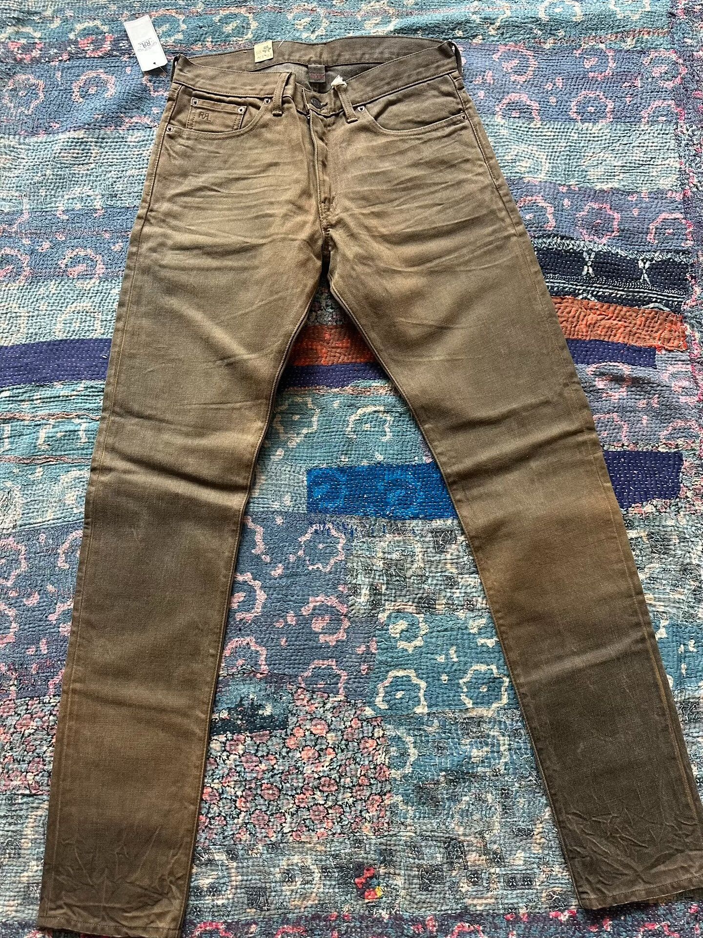 RRL Ralph Lauren rrl mud dye bag flower denim pants Size US 31 - 1 Thumbnail