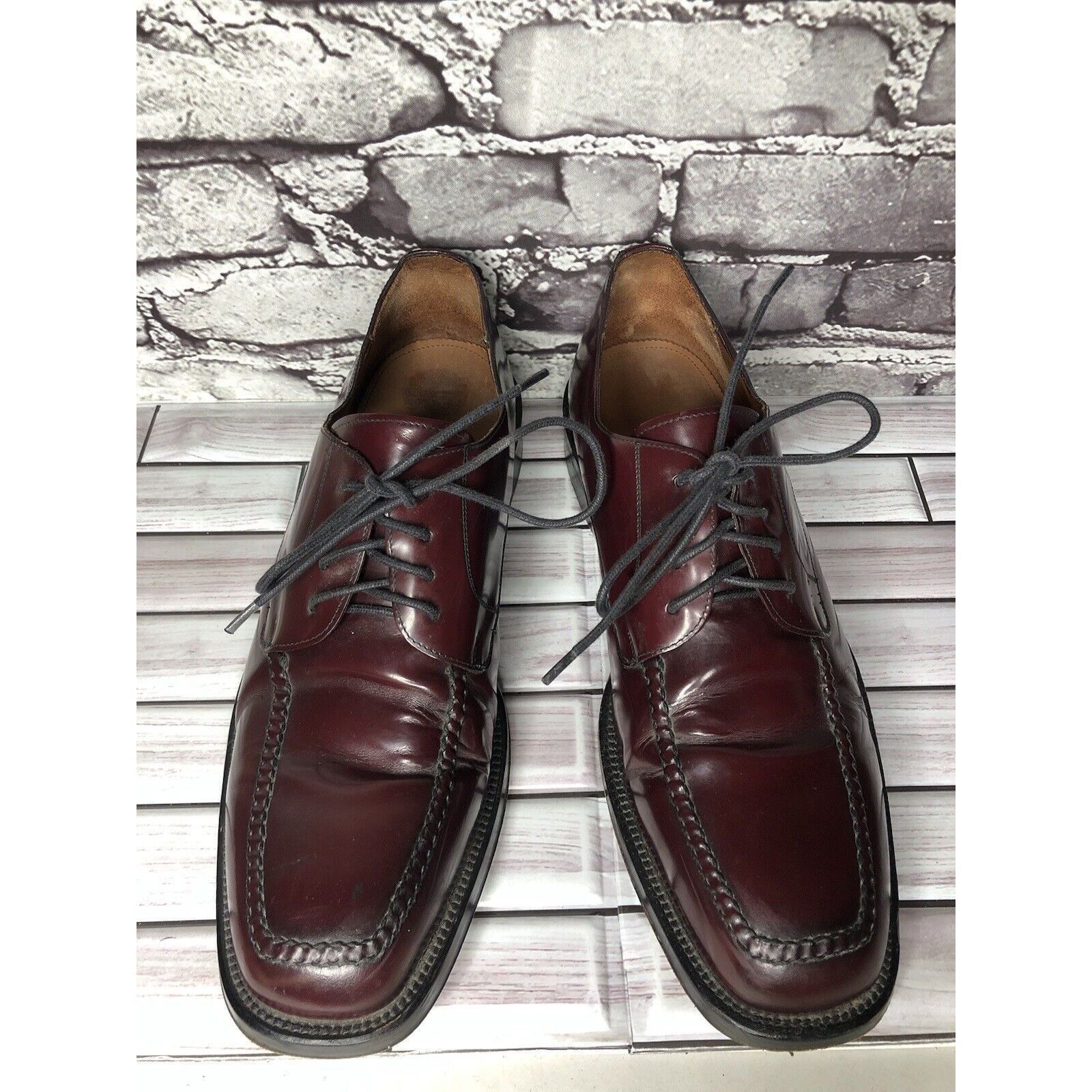 Cole Haan Cole Haan Burgundy Leather Square Toe Oxfords Dress Shoes Me Size US 11 / EU 44 - 4 Thumbnail