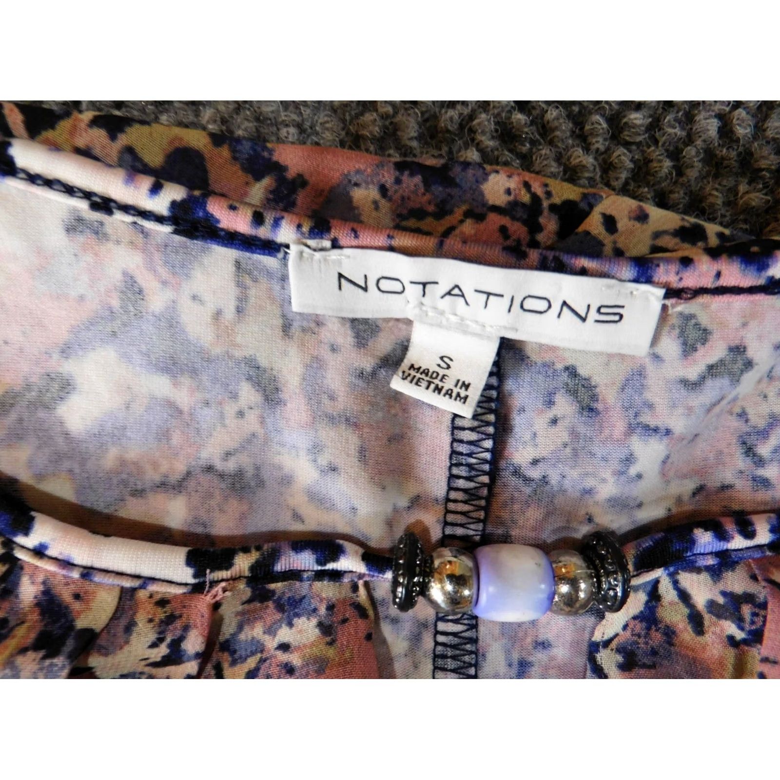 Vintage Notations Womens Blouse Small Purple Stretch Layered Top Classic Sleeveless Pullover Round Neck Geometric Pattern Size S / US 4 / IT 40 - 4 Thumbnail