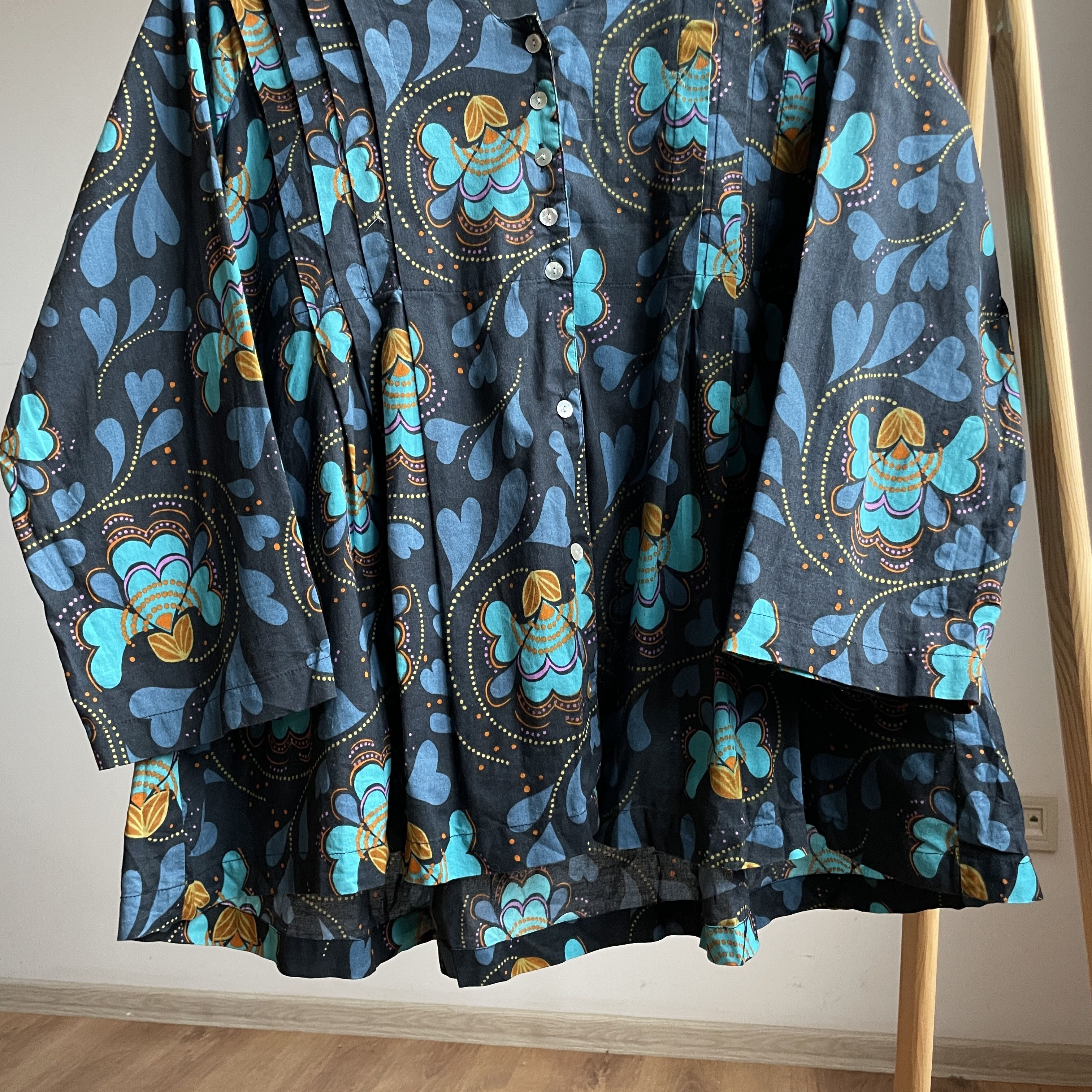 Gudrun Sjoden Gudrun Sjoden Pleated Floral Cotton Tunic Dress Size XL Size XL / US 12-14 / IT 48-50 - 6 Thumbnail
