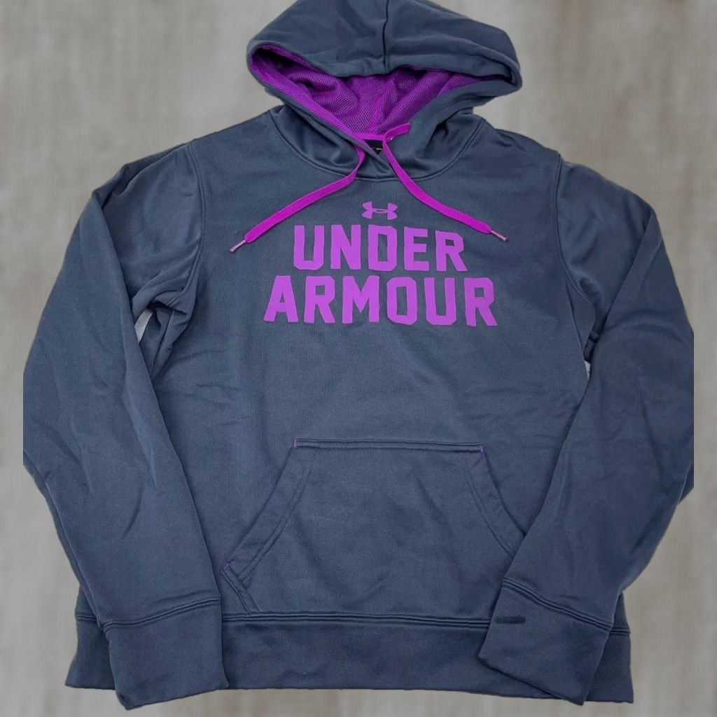 Under Armour Under Armour Hoodie Women M Gray Purple Sweatshirt Pullover Fleece Logo All Seasons Breathable Pockets Sports Modern Mens Womens Size M / US 6-8 / IT 42-44 - 1 Thumbnail
