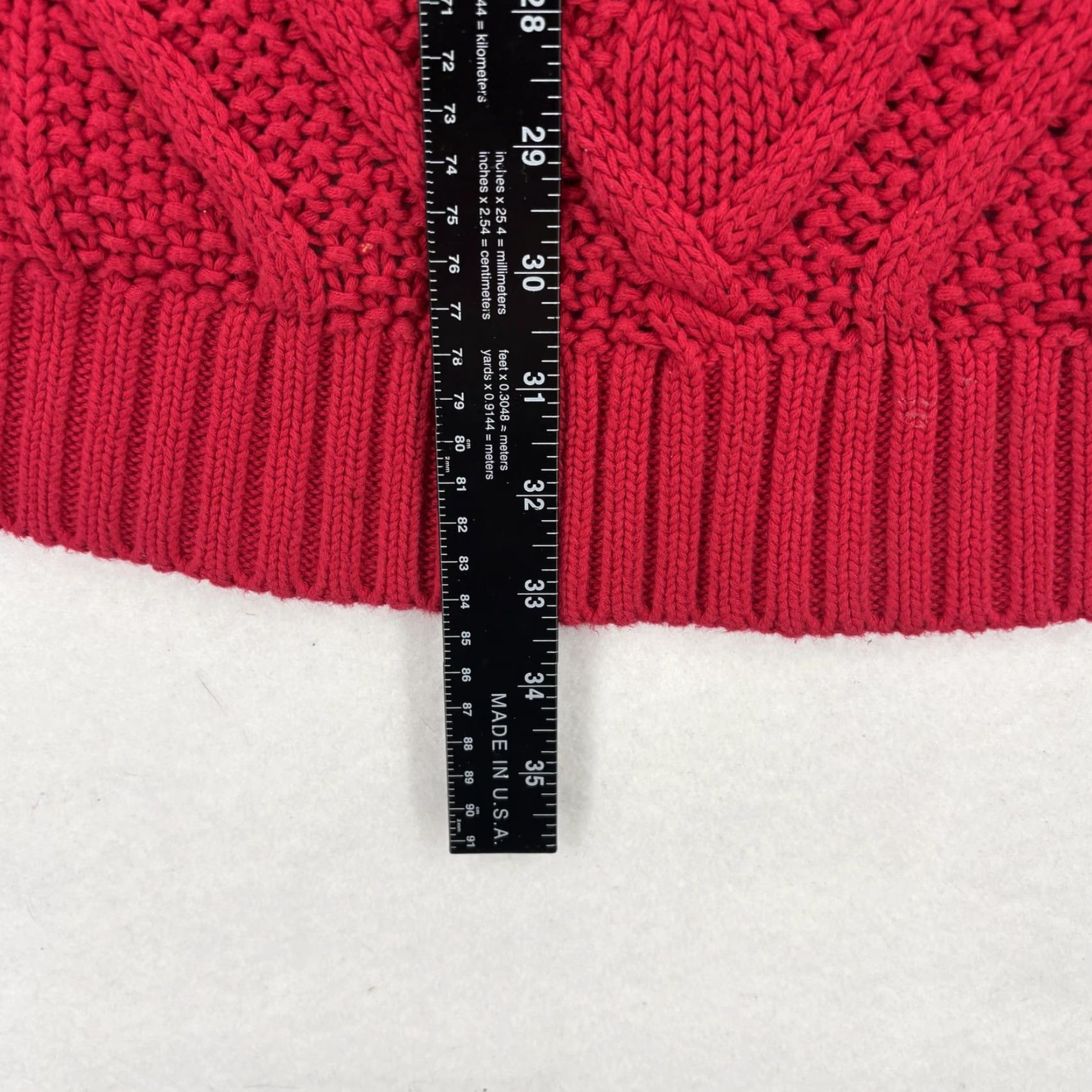 Lands' End Lands' End Sweater Womens 1X Red Drifter Cable Knit Tunic High Low Hem Cotton Size XL / US 12-14 / IT 48-50 - 7 Thumbnail