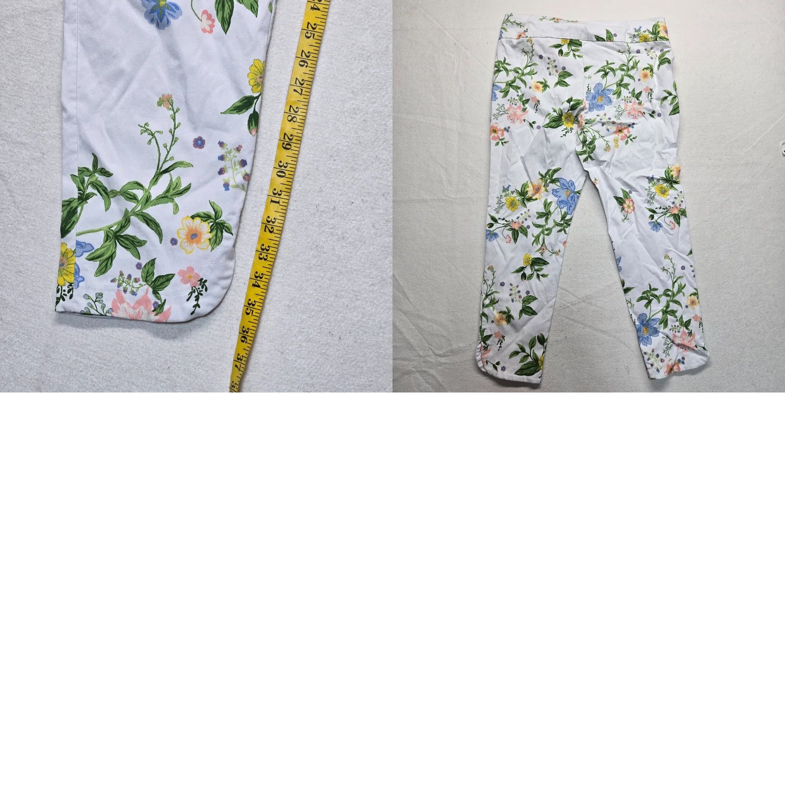 Vintage VINTAGE Zac & Rachel Floral Pants Women Size 16 White Rayon Slim Straight Spring Summer Casual Size 38" / US 16 / IT 52 - 8 Thumbnail